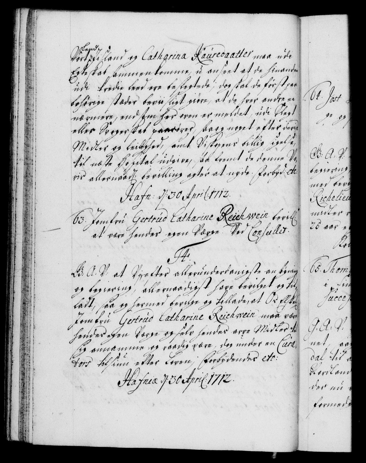 Danske Kanselli 1572-1799, AV/RA-EA-3023/F/Fc/Fca/Fcaa/L0021: Norske registre, 1712-1715, p. 31b