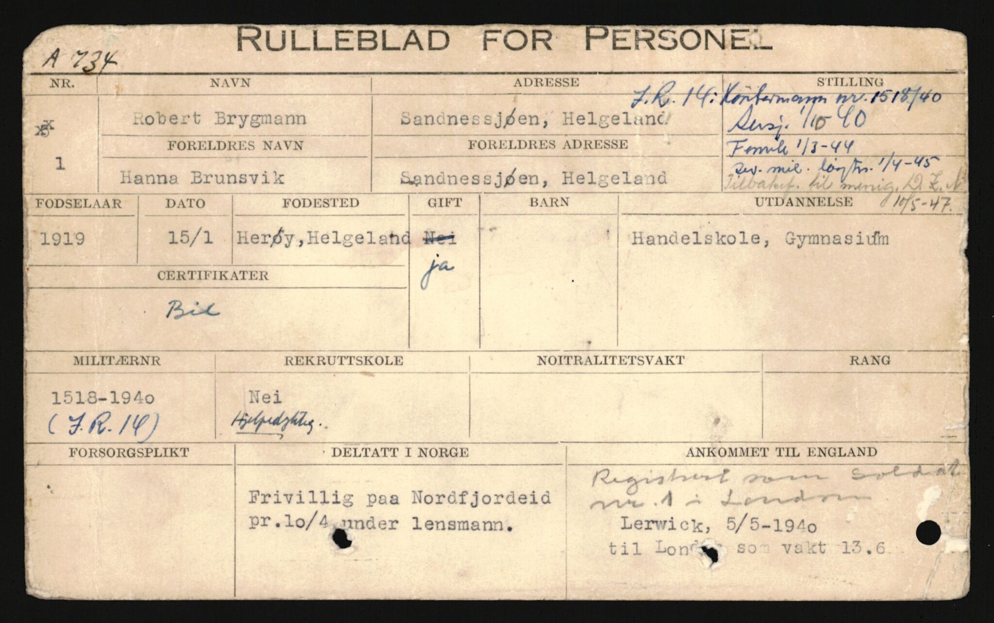 Forsvaret, Sør-Hålogaland landforsvar, AV/RA-RAFA-2552/P/Pa/L0303: Personellmapper for slettet personell, yrkesbefal og vernepliktig befal, født 1917-1920, 1936-1980, p. 468