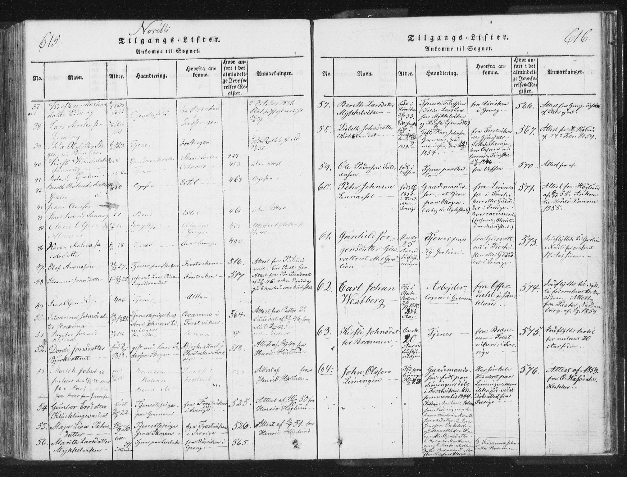 Ministerialprotokoller, klokkerbøker og fødselsregistre - Nord-Trøndelag, SAT/A-1458/755/L0491: Parish register (official) no. 755A01 /1, 1817-1864, p. 615-616