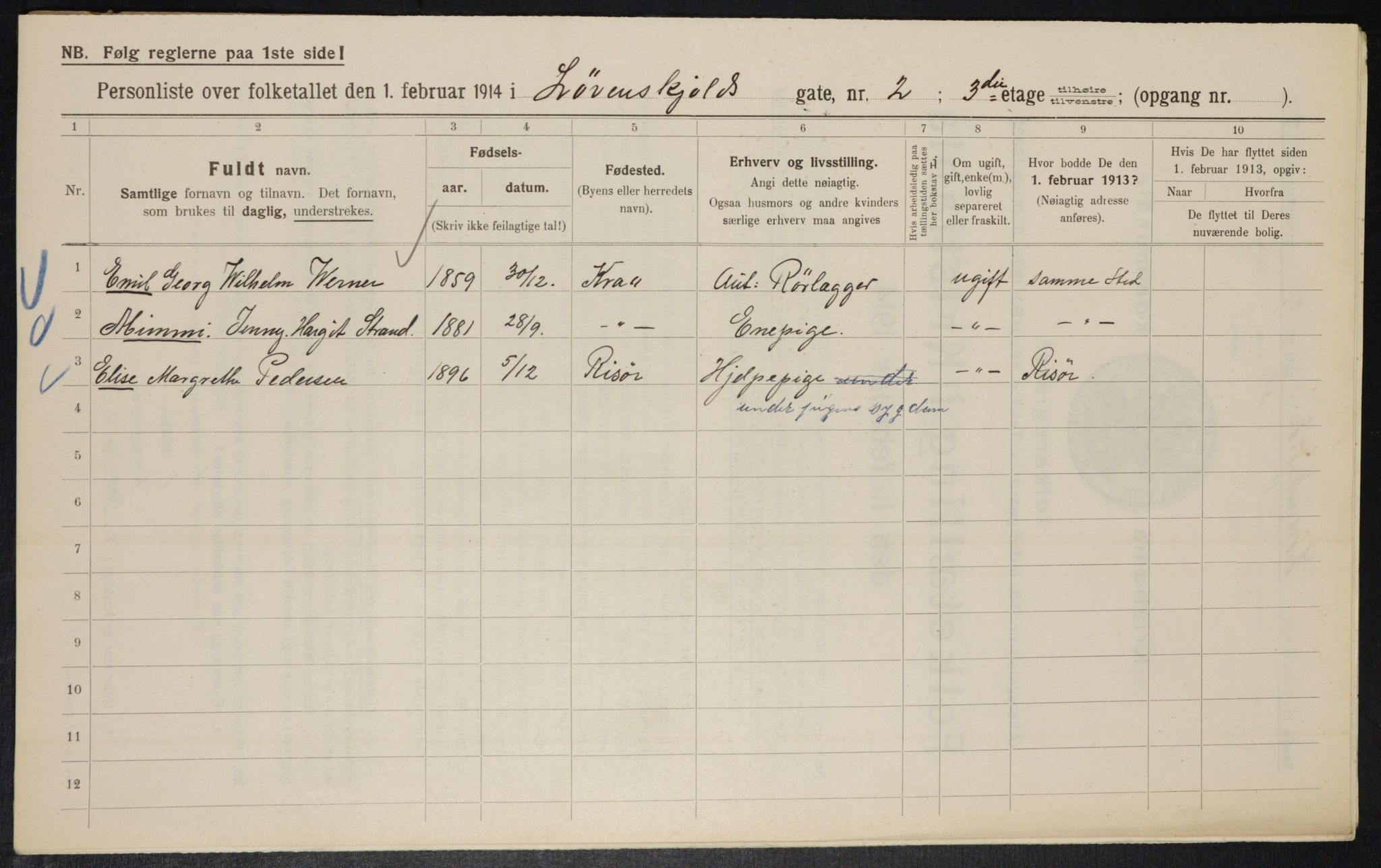 OBA, Municipal Census 1914 for Kristiania, 1914, p. 58724