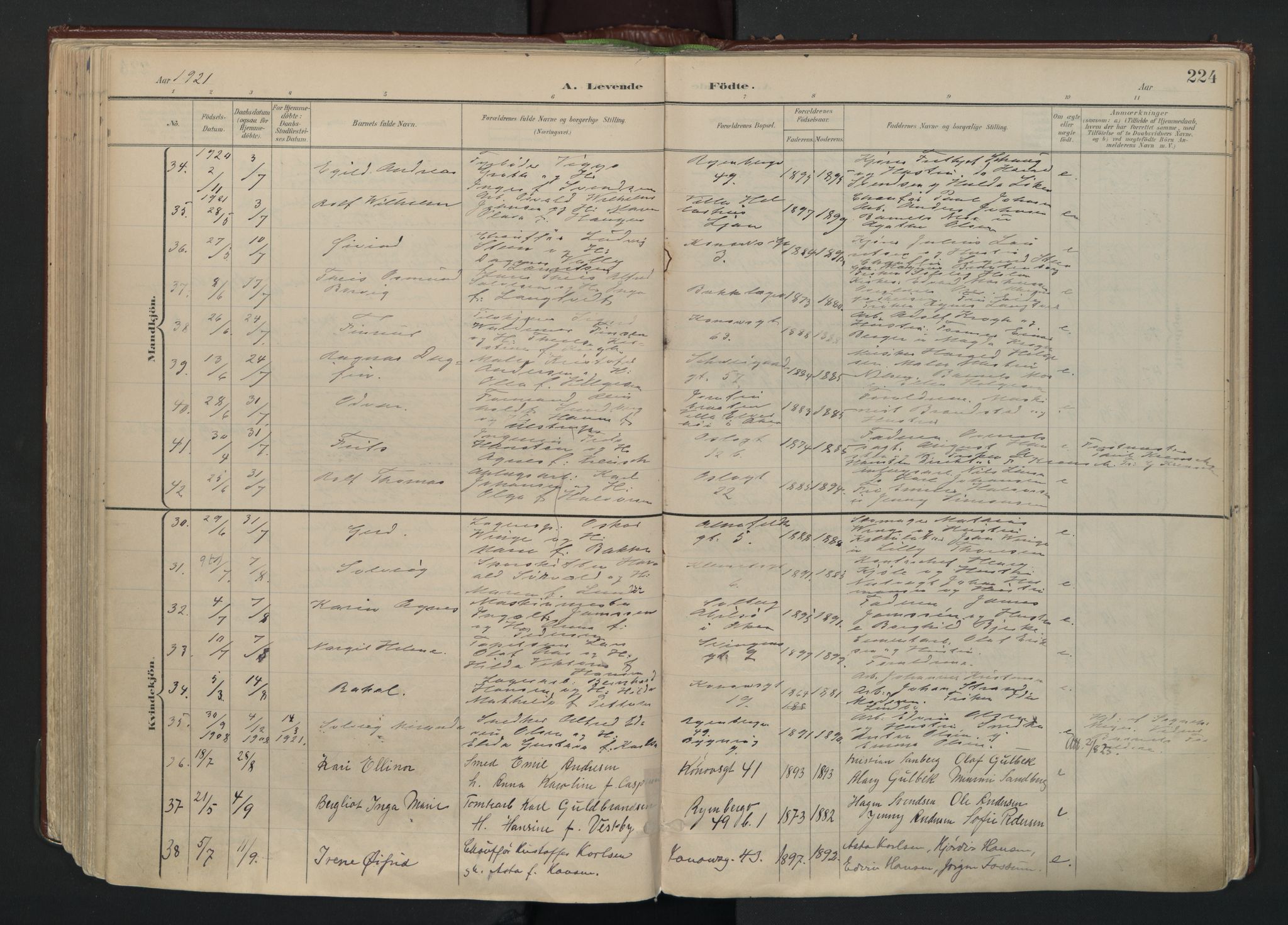 Gamlebyen prestekontor Kirkebøker, AV/SAO-A-10884/F/Fa/L0010: Parish register (official) no. 10, 1895-1935, p. 224