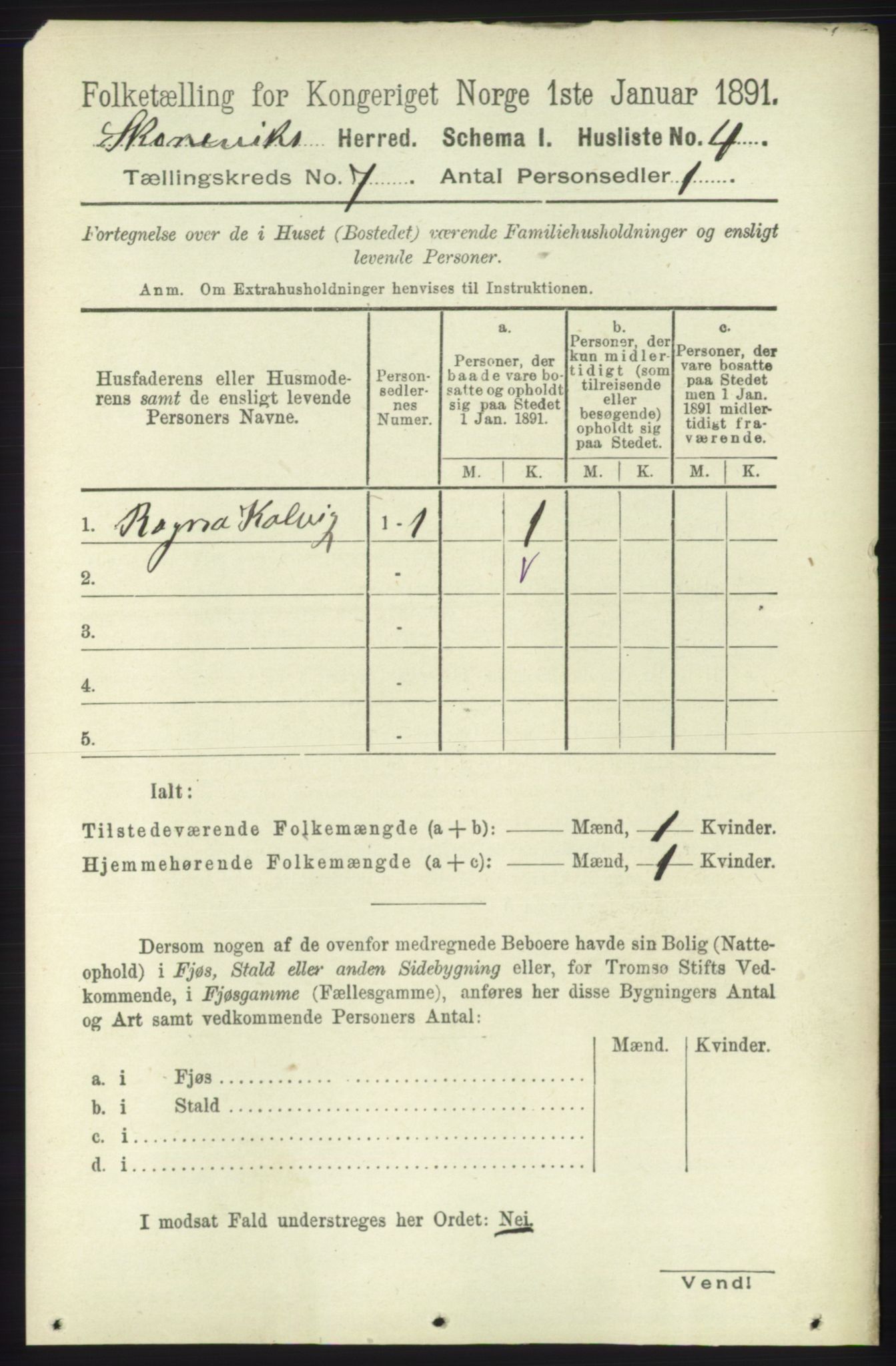 RA, 1891 census for 1212 Skånevik, 1891, p. 1840