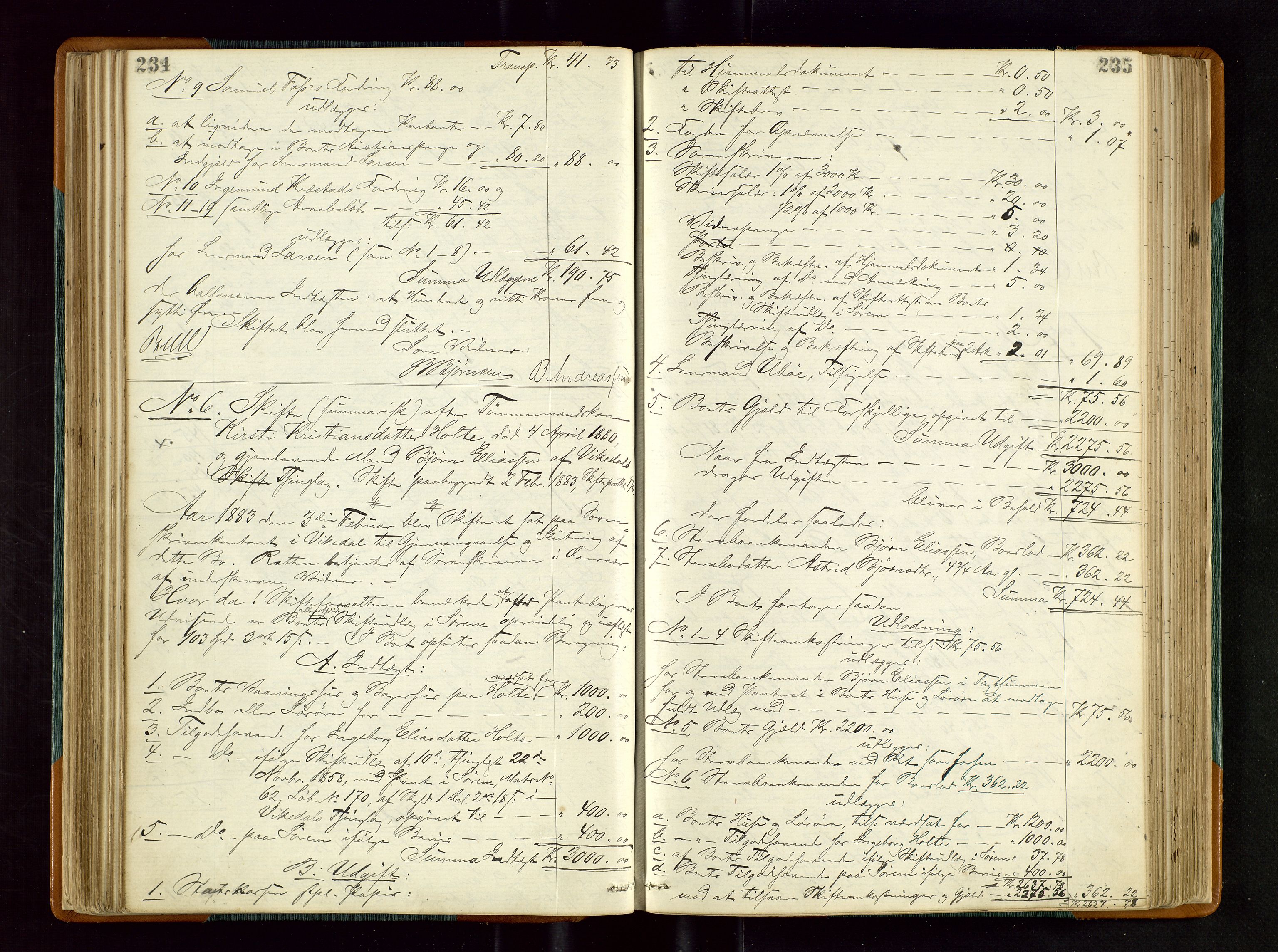 Ryfylke tingrett, AV/SAST-A-100055/001/IV/IVD/L0027: Skifteprotokoll, register i protokollen, 1881-1885, p. 234-235