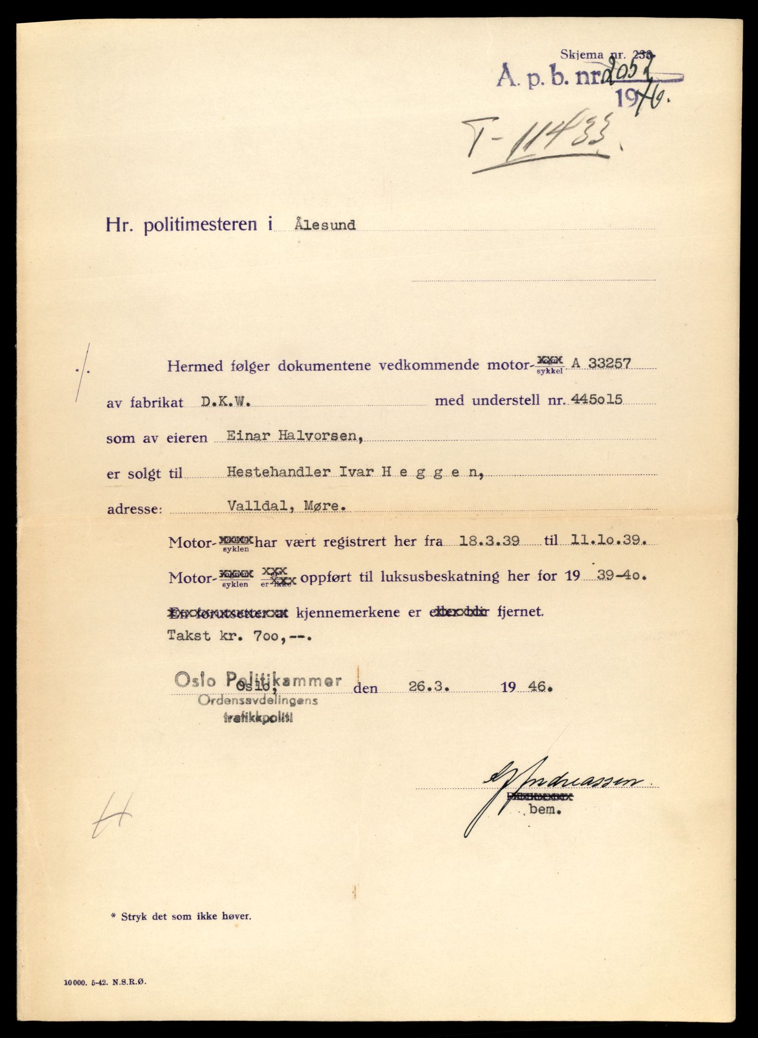 Møre og Romsdal vegkontor - Ålesund trafikkstasjon, AV/SAT-A-4099/F/Fe/L0029: Registreringskort for kjøretøy T 11430 - T 11619, 1927-1998, p. 95