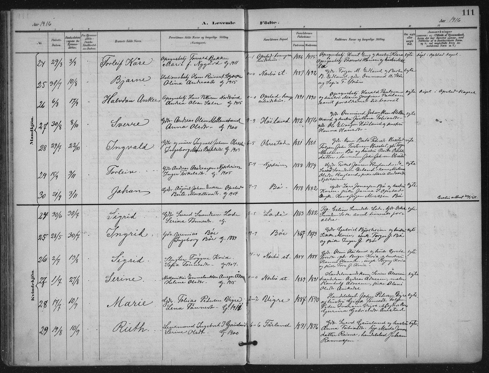 Hå sokneprestkontor, AV/SAST-A-101801/002/B/L0001: Parish register (official) no. A 11, 1897-1924, p. 111