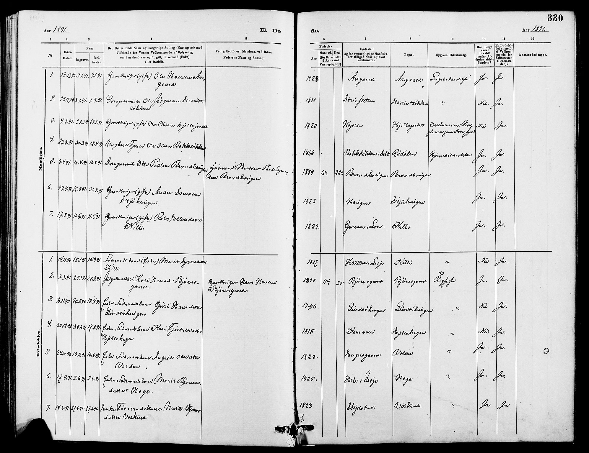 Dovre prestekontor, AV/SAH-PREST-066/H/Ha/Hab/L0002: Parish register (copy) no. 2, 1881-1907, p. 330
