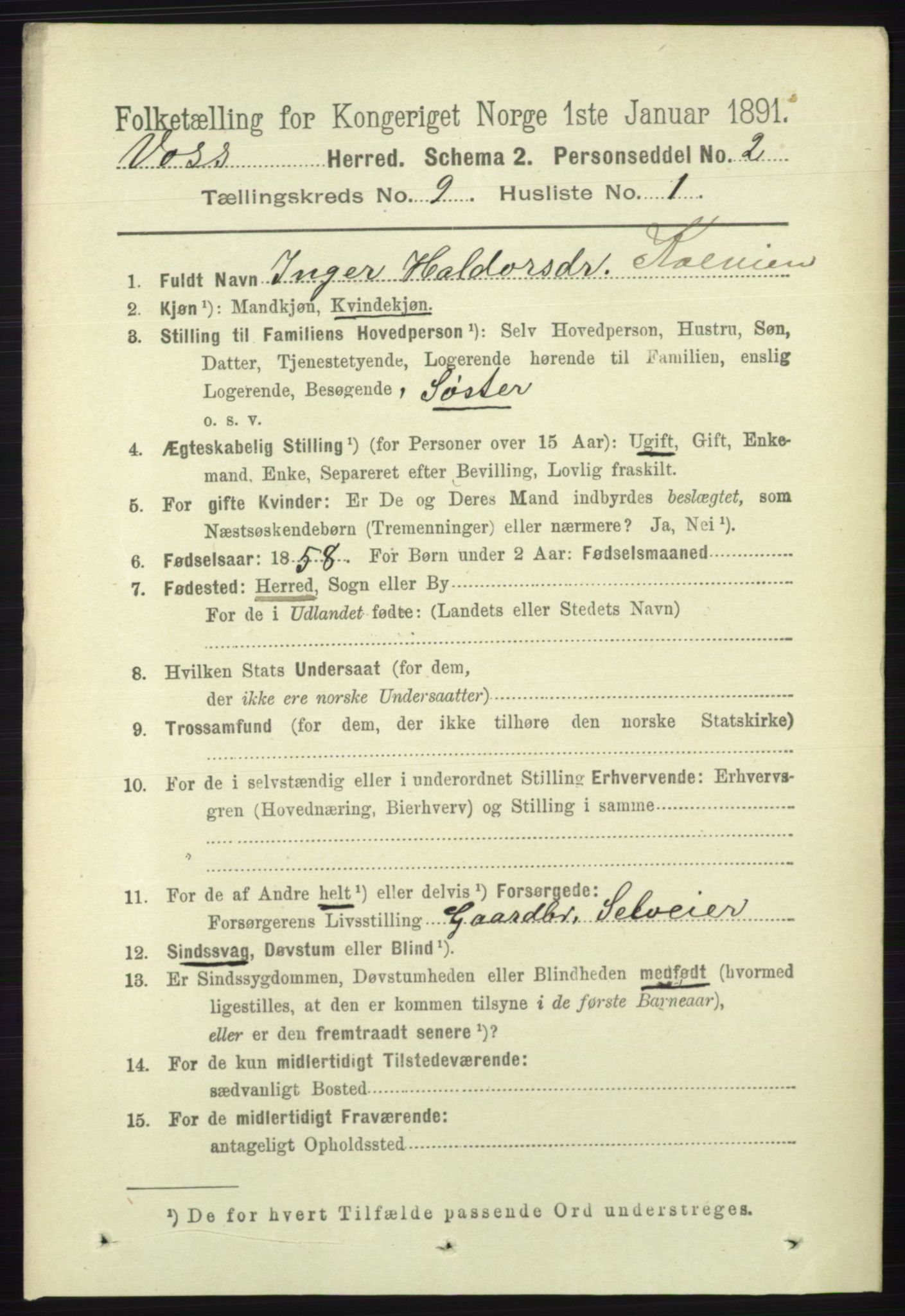 RA, 1891 census for 1235 Voss, 1891, p. 4720