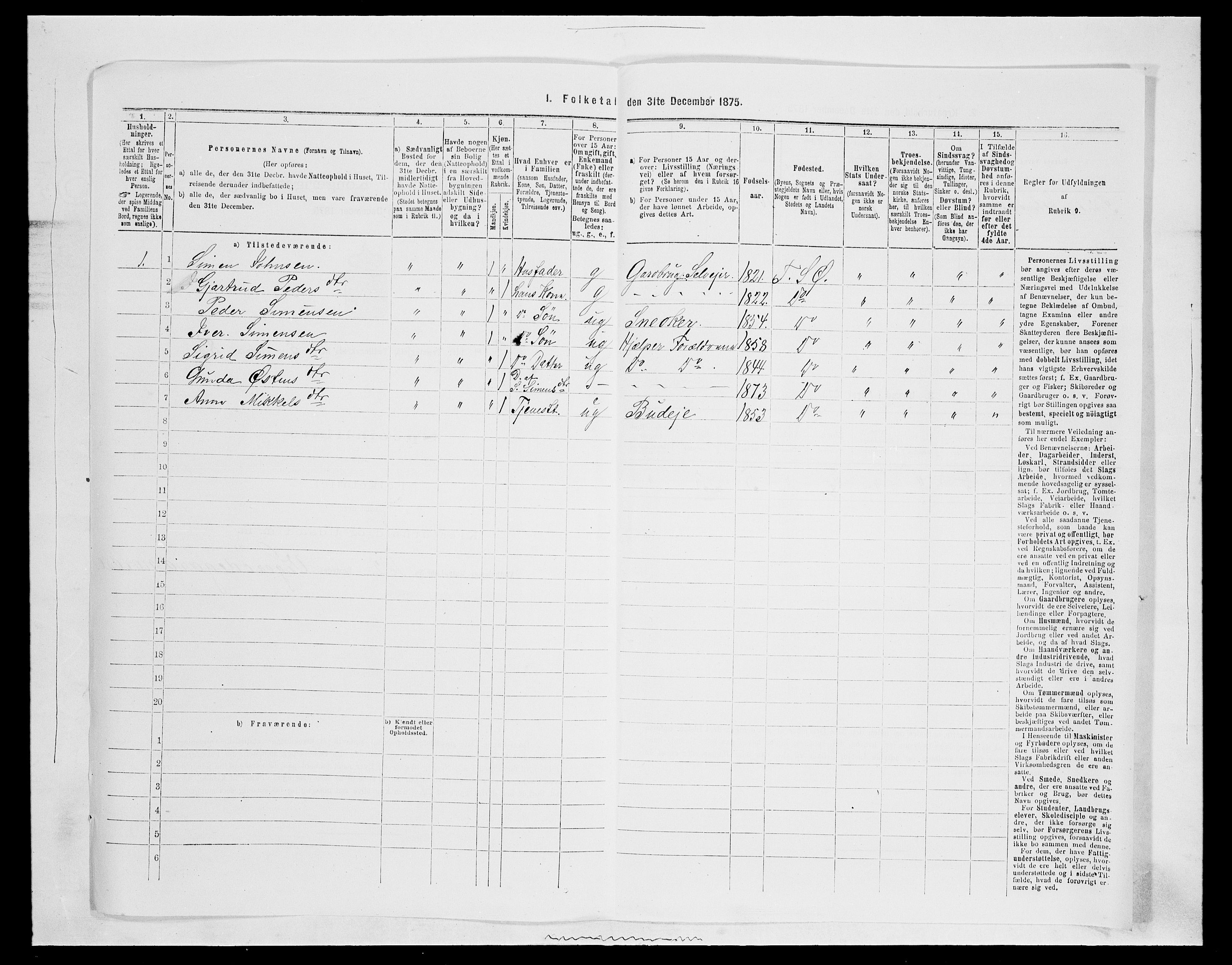 SAH, 1875 census for 0521P Øyer, 1875, p. 1127