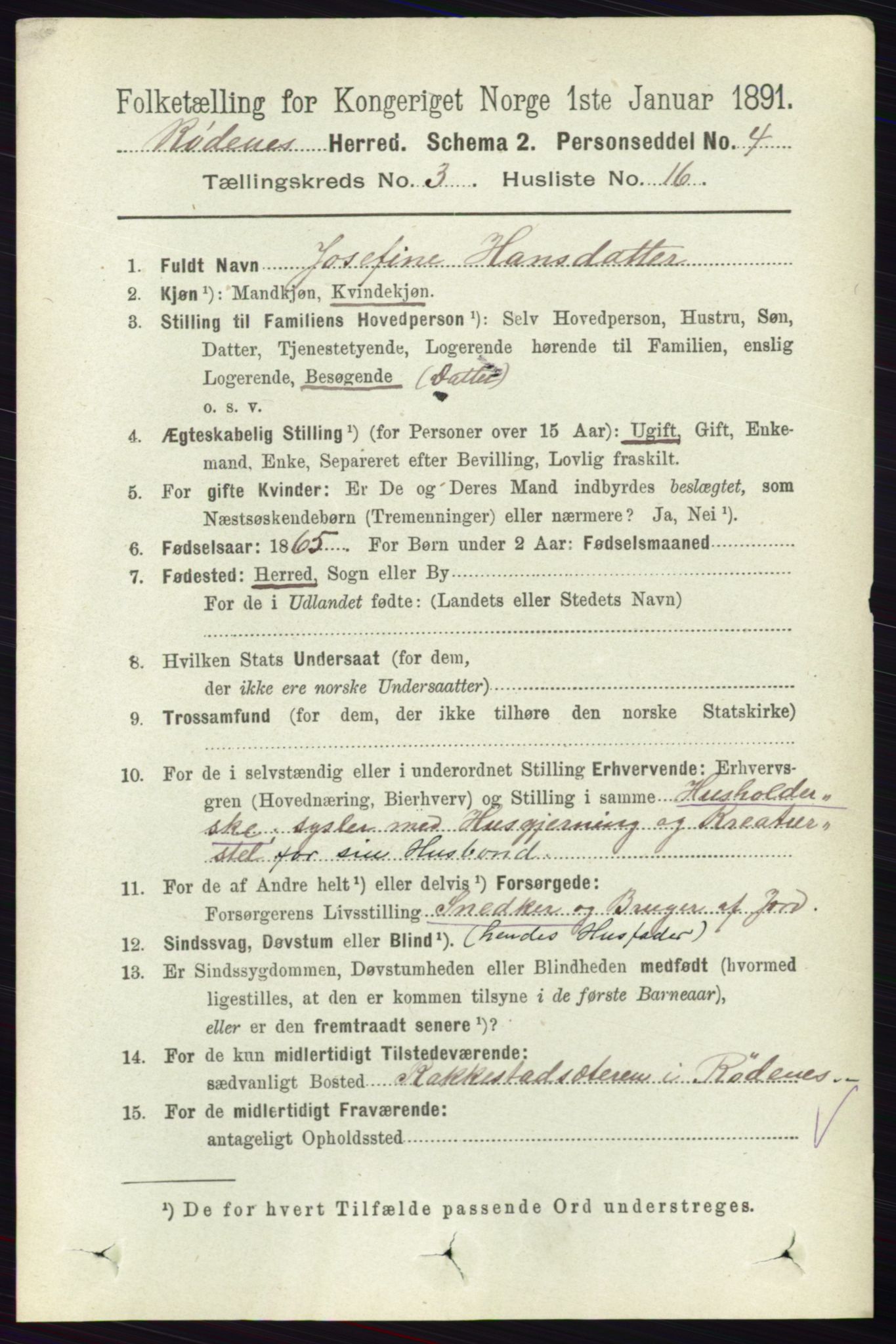 RA, 1891 census for 0120 Rødenes, 1891, p. 1267