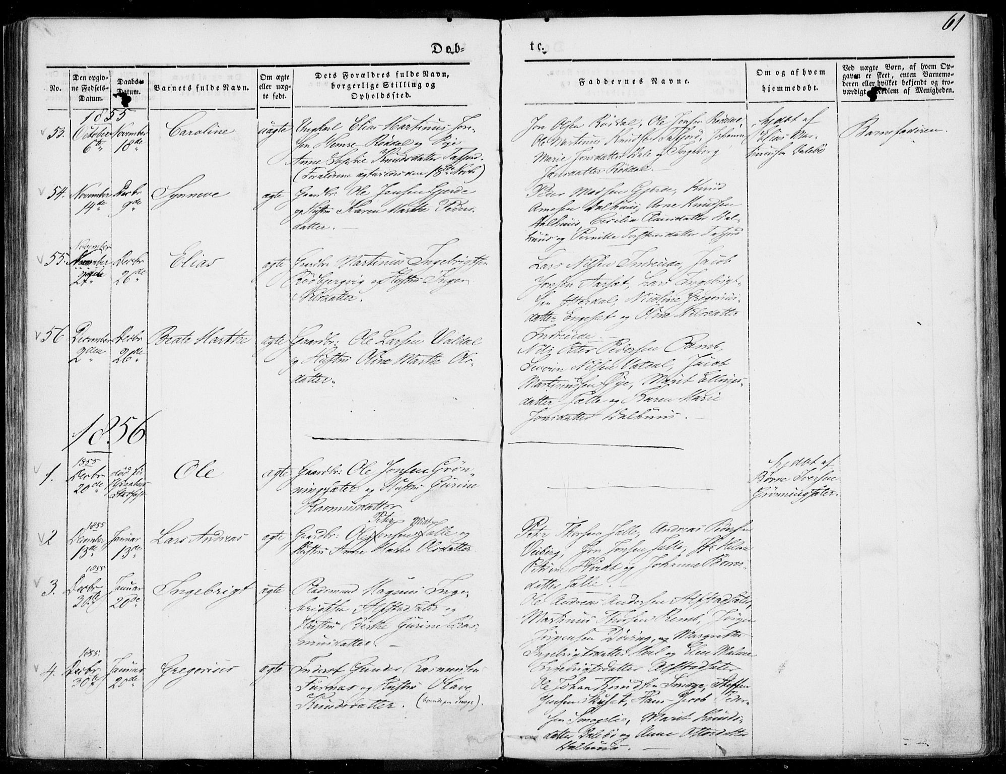 Ministerialprotokoller, klokkerbøker og fødselsregistre - Møre og Romsdal, SAT/A-1454/519/L0249: Parish register (official) no. 519A08, 1846-1868, p. 61