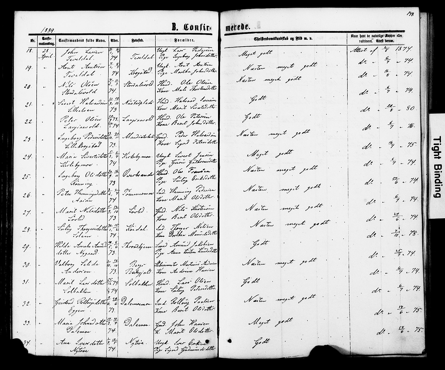 Ministerialprotokoller, klokkerbøker og fødselsregistre - Nord-Trøndelag, SAT/A-1458/706/L0049: Parish register (copy) no. 706C01, 1864-1895, p. 148