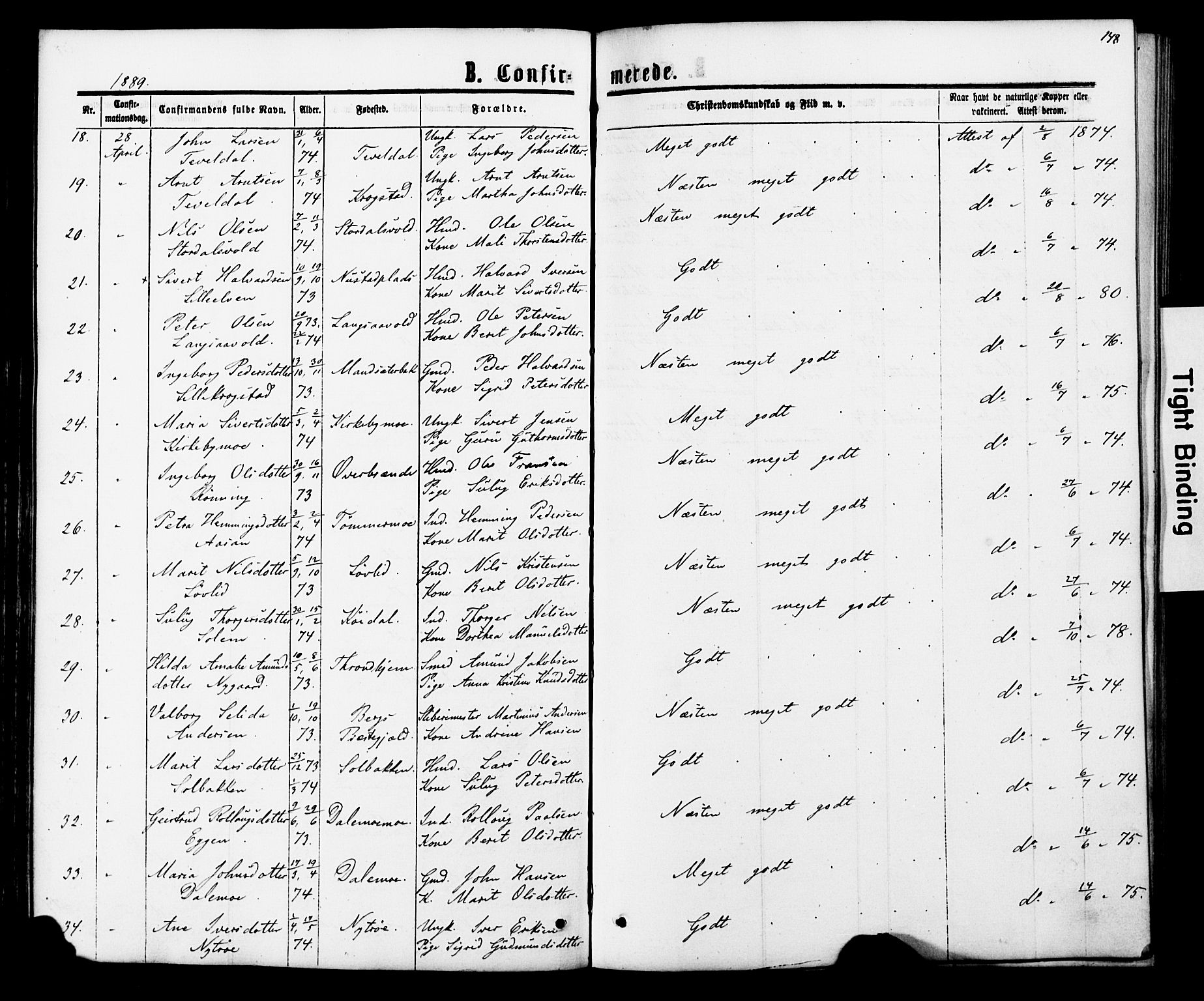 Ministerialprotokoller, klokkerbøker og fødselsregistre - Nord-Trøndelag, AV/SAT-A-1458/706/L0049: Parish register (copy) no. 706C01, 1864-1895, p. 148