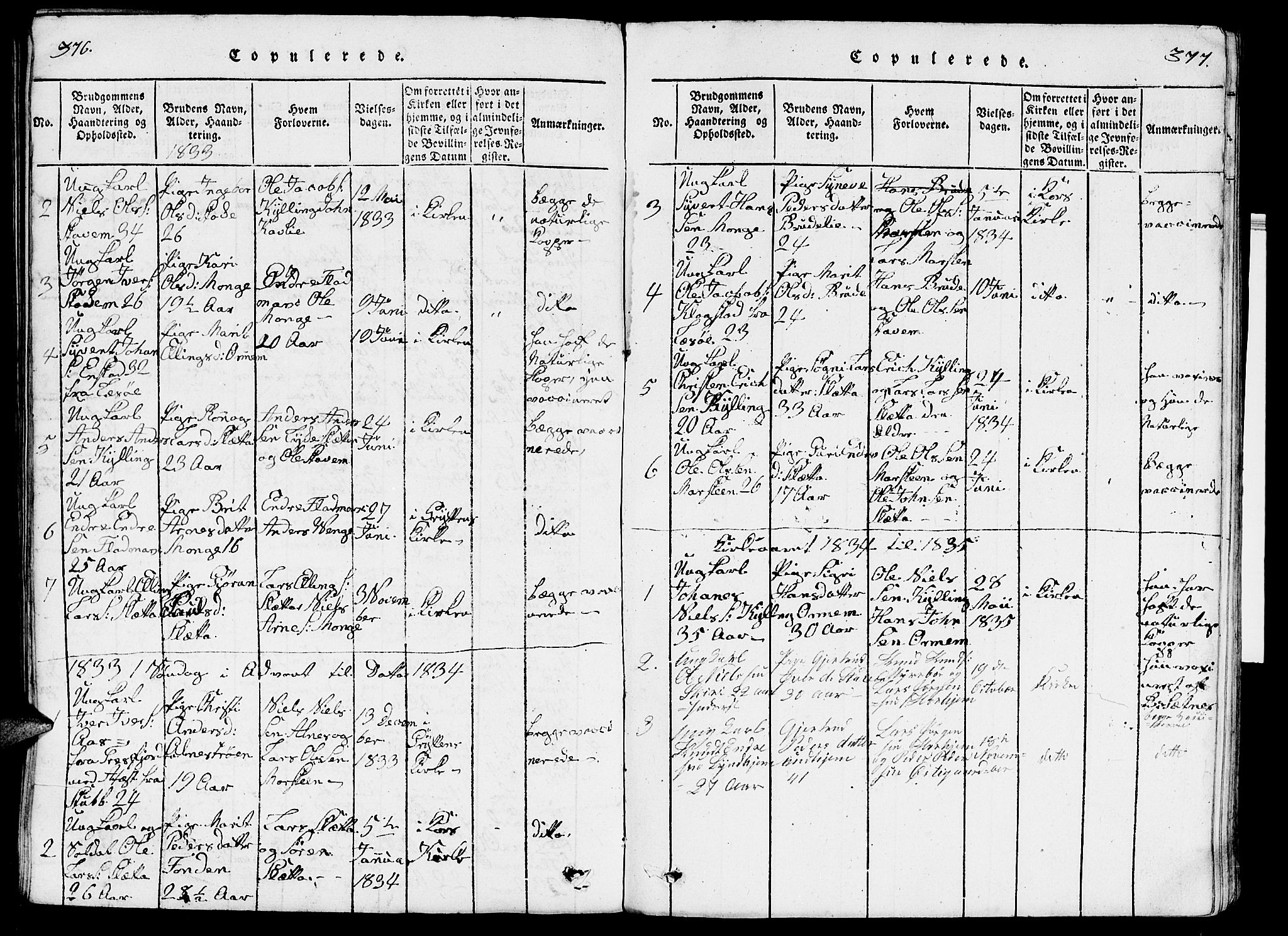 Ministerialprotokoller, klokkerbøker og fødselsregistre - Møre og Romsdal, SAT/A-1454/546/L0595: Parish register (copy) no. 546C01, 1818-1836, p. 376-377