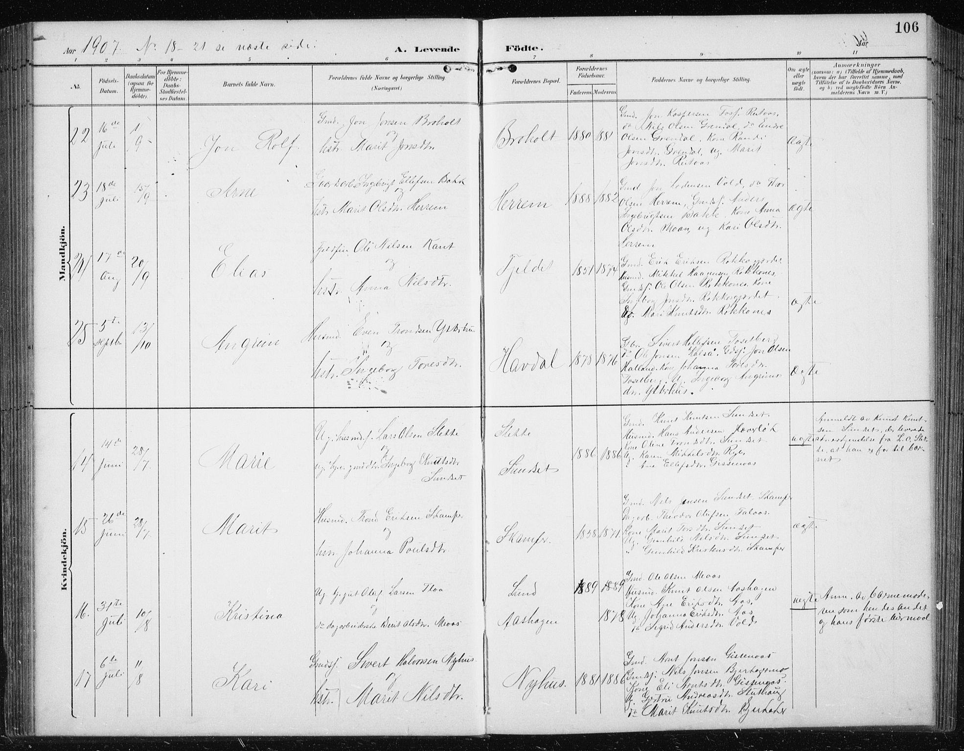 Ministerialprotokoller, klokkerbøker og fødselsregistre - Sør-Trøndelag, AV/SAT-A-1456/674/L0876: Parish register (copy) no. 674C03, 1892-1912, p. 106