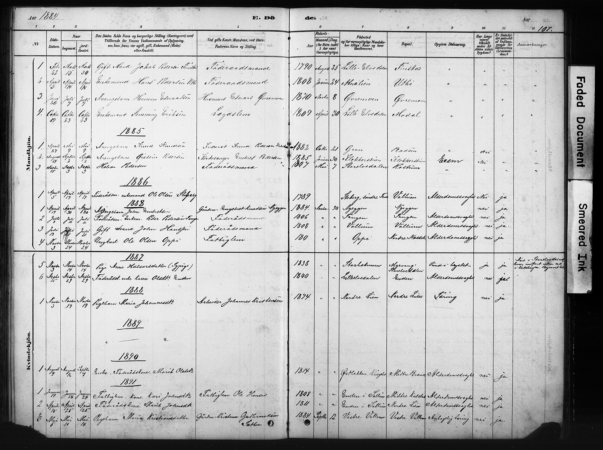 Sollia prestekontor, AV/SAH-PREST-050/H/Ha/Hab/L0002: Parish register (copy) no. 2, 1880-1933, p. 107