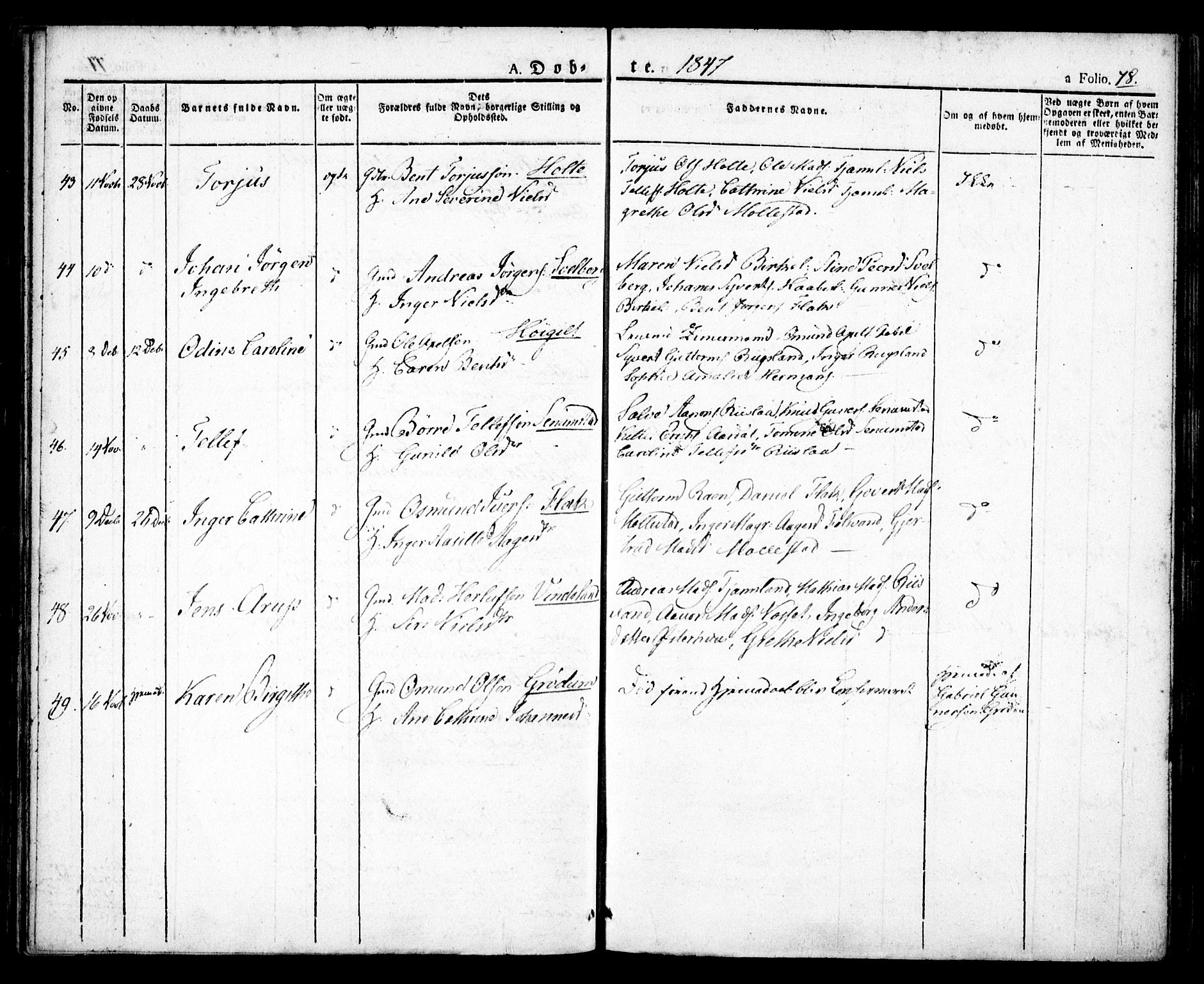 Birkenes sokneprestkontor, SAK/1111-0004/F/Fa/L0001: Parish register (official) no. A 1, 1829-1849, p. 78