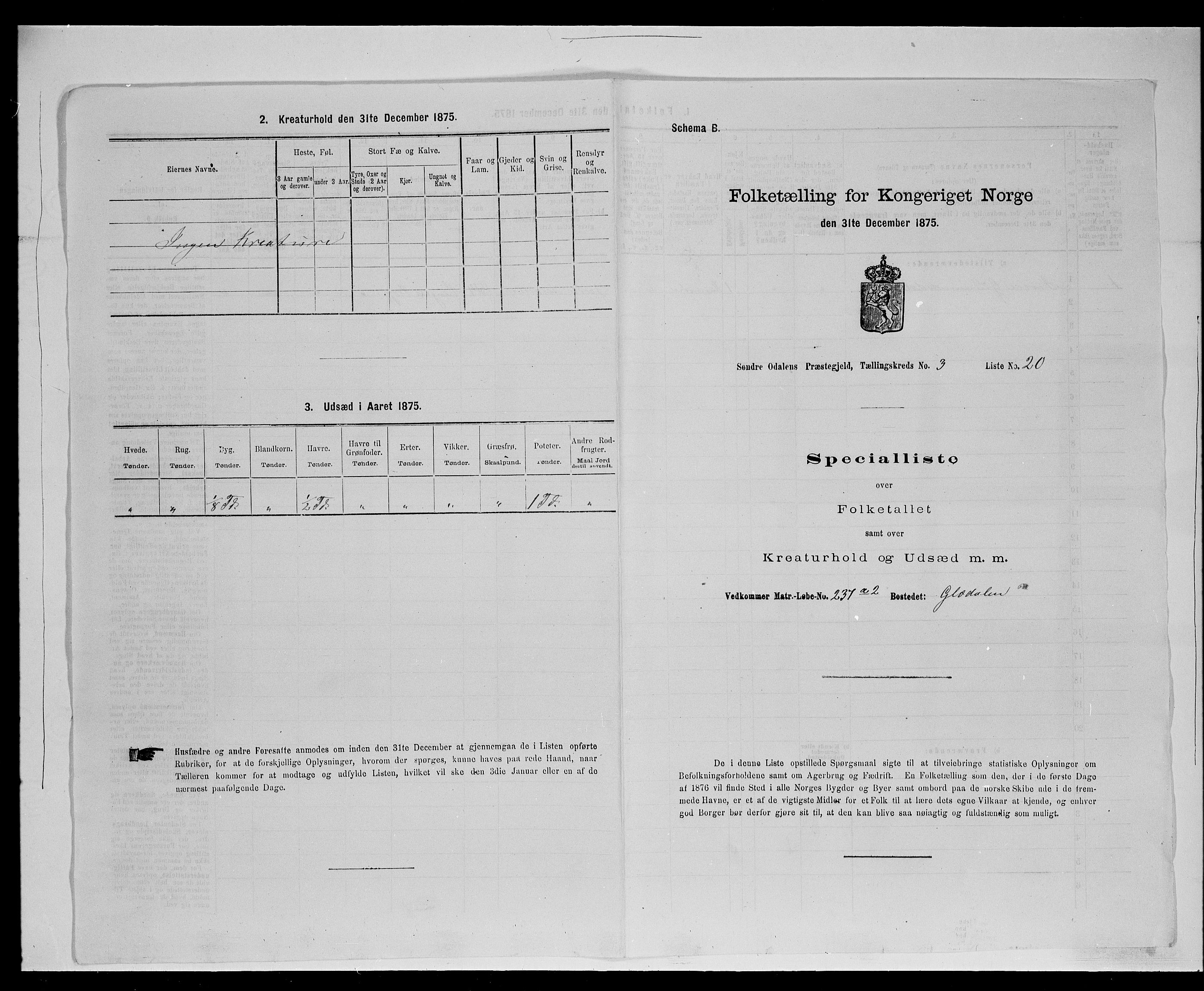 SAH, 1875 census for 0419P Sør-Odal, 1875, p. 420