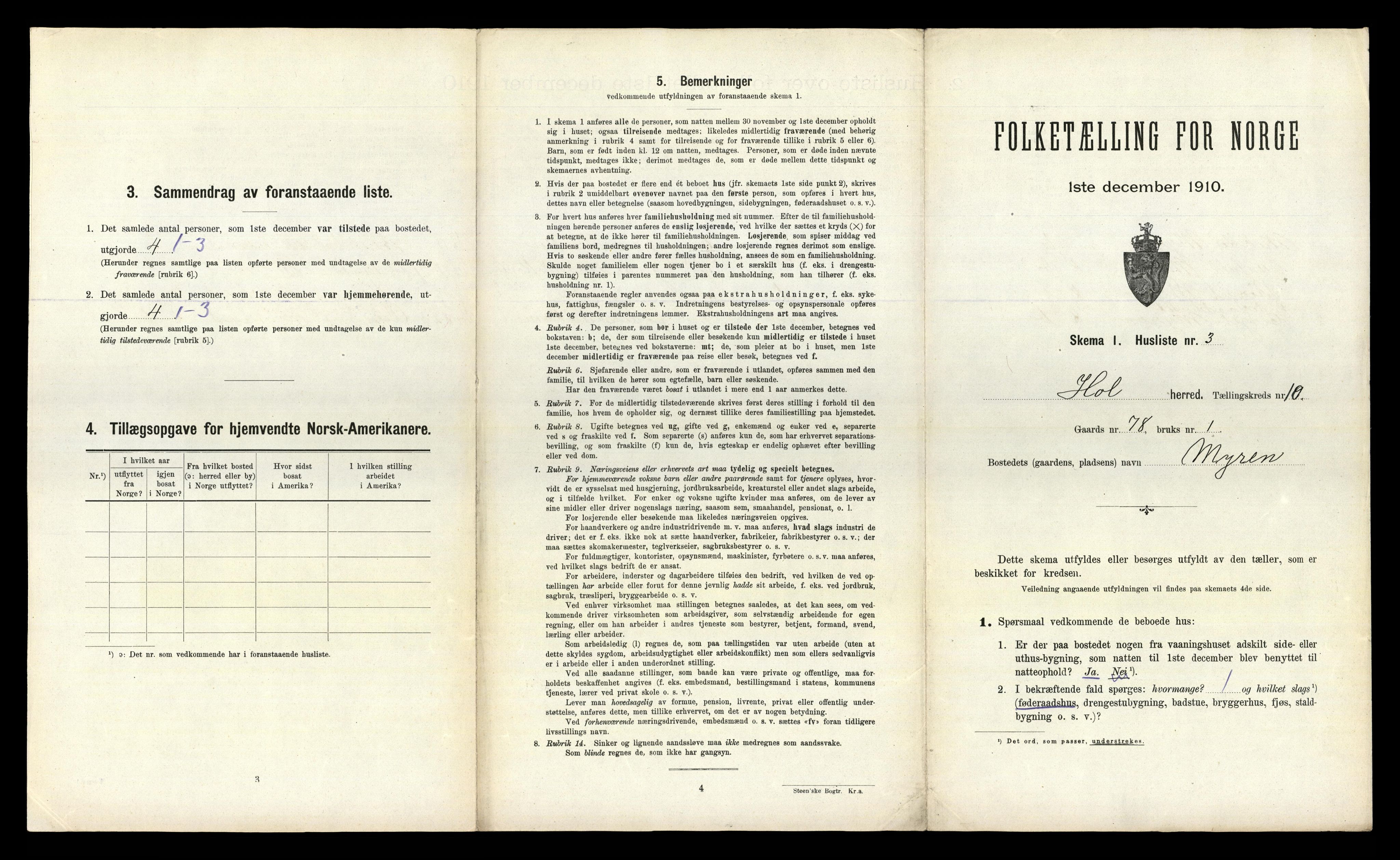RA, 1910 census for Hol, 1910, p. 731