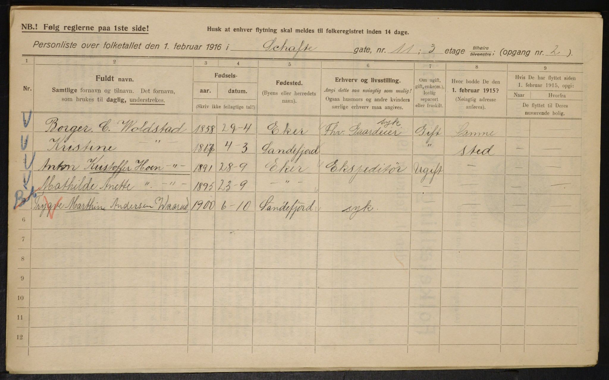 OBA, Municipal Census 1916 for Kristiania, 1916, p. 91581