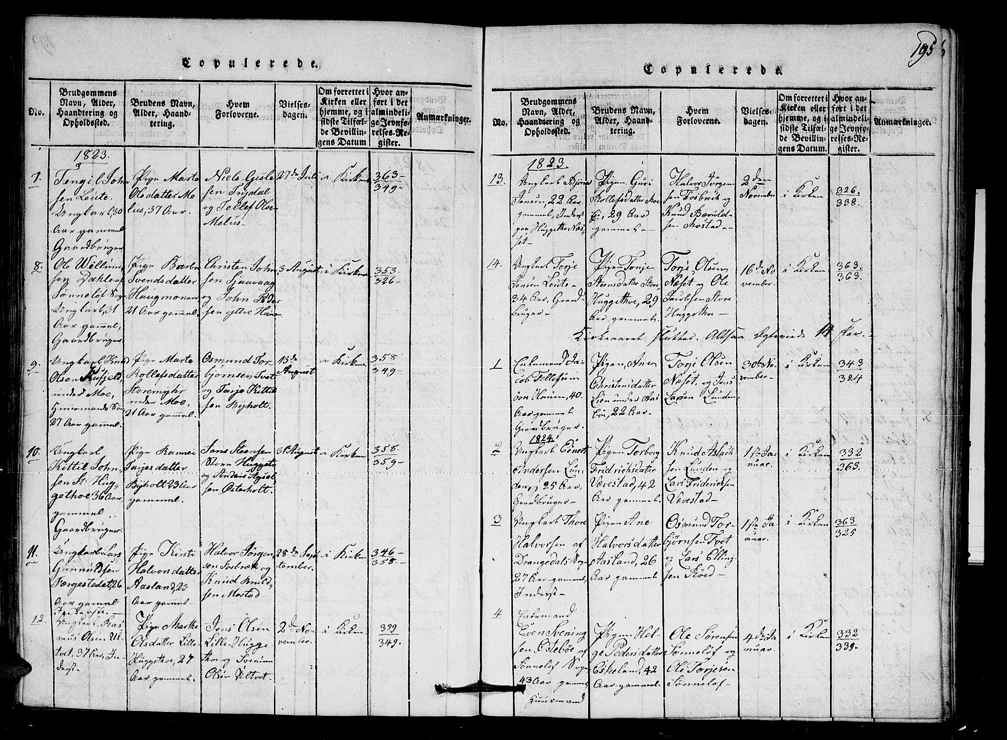 Gjerstad sokneprestkontor, AV/SAK-1111-0014/F/Fa/Faa/L0004: Parish register (official) no. A 4, 1816-1829, p. 195