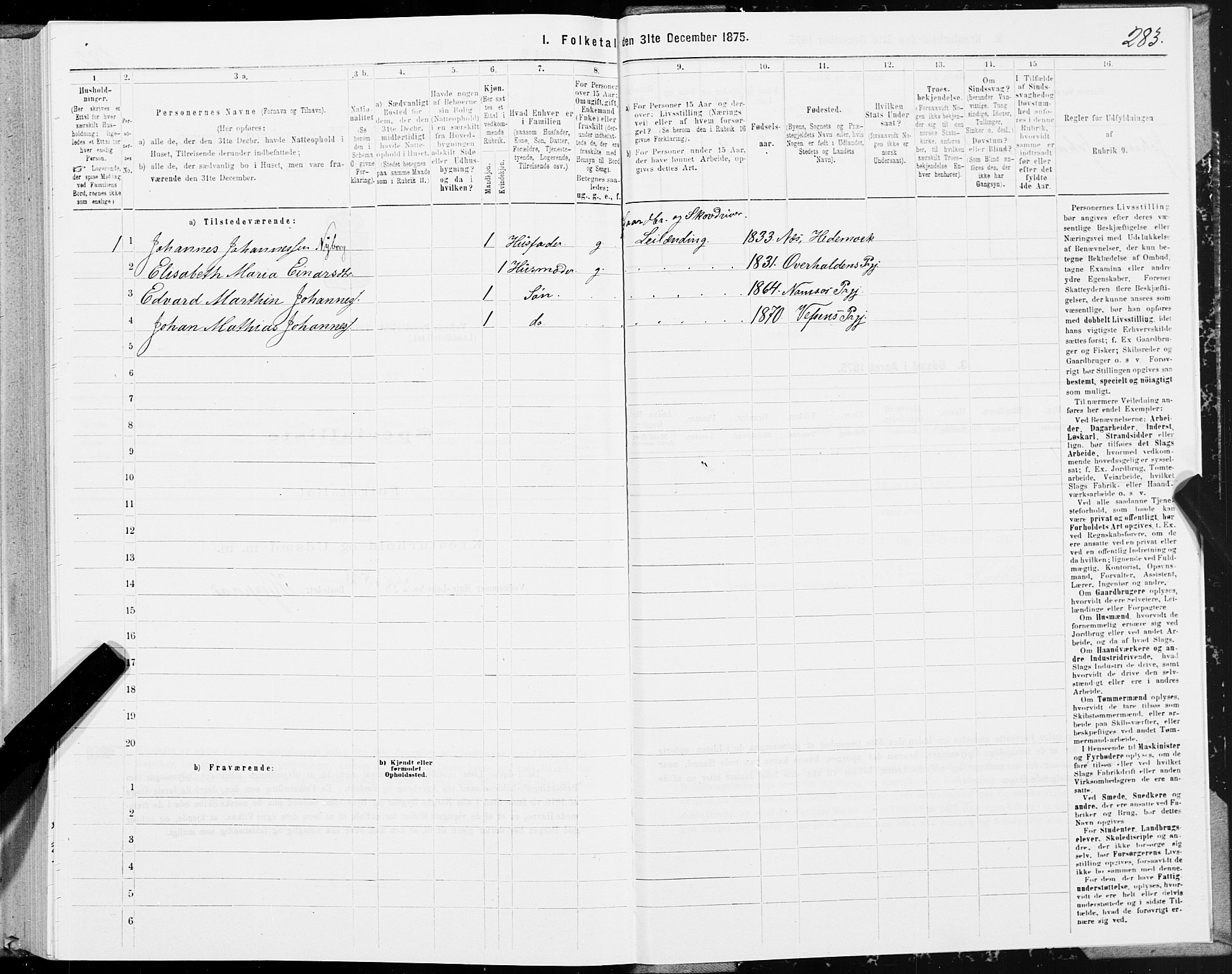 SAT, 1875 census for 1824L Vefsn/Vefsn, 1875, p. 1283