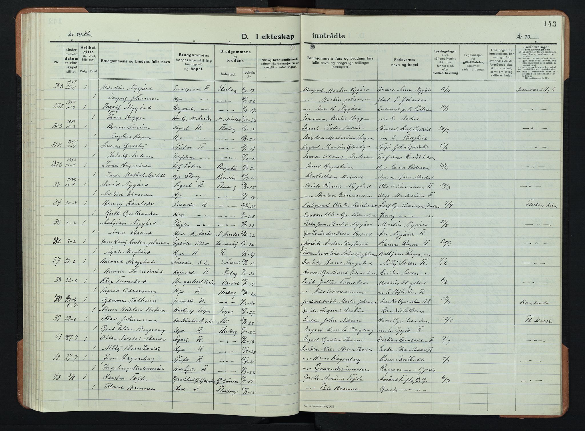 Søndre Land prestekontor, AV/SAH-PREST-122/L/L0008: Parish register (copy) no. 8, 1926-1950, p. 143