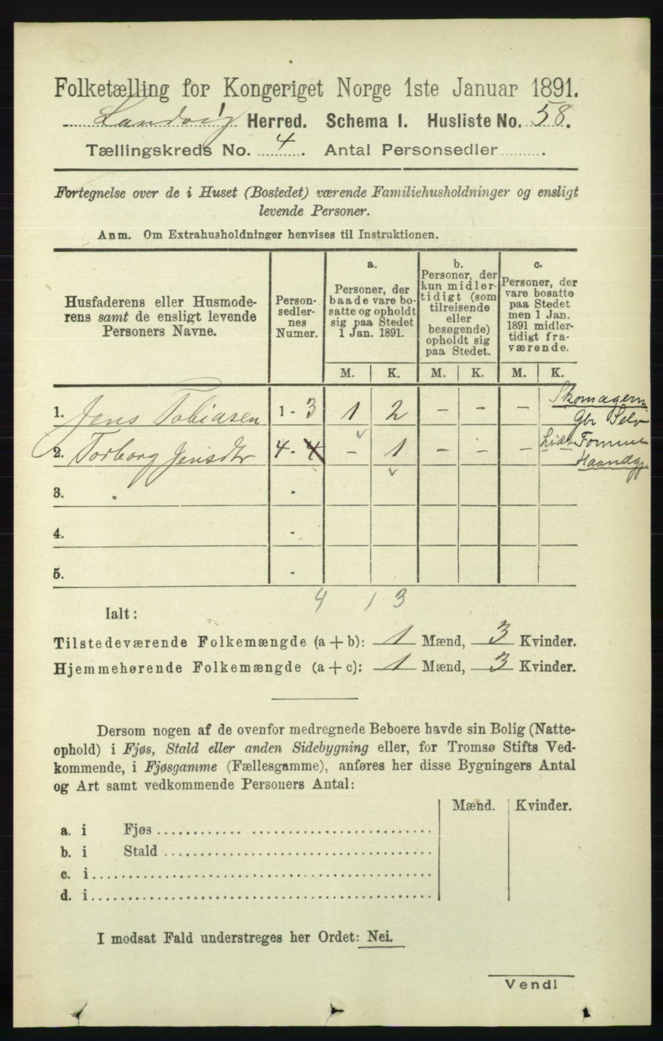 RA, 1891 census for 0924 Landvik, 1891, p. 1768