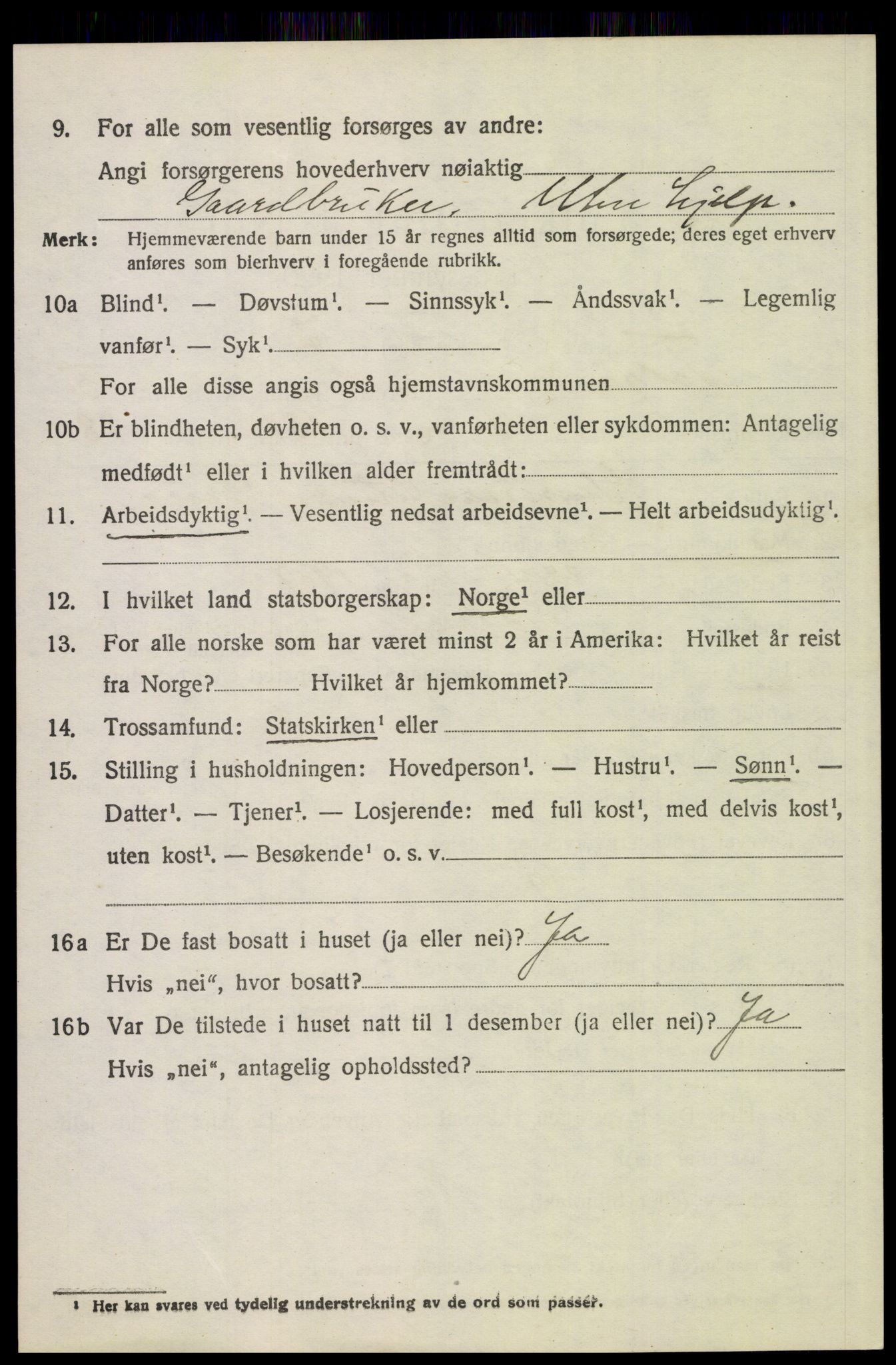 SAH, 1920 census for Tolga, 1920, p. 6884