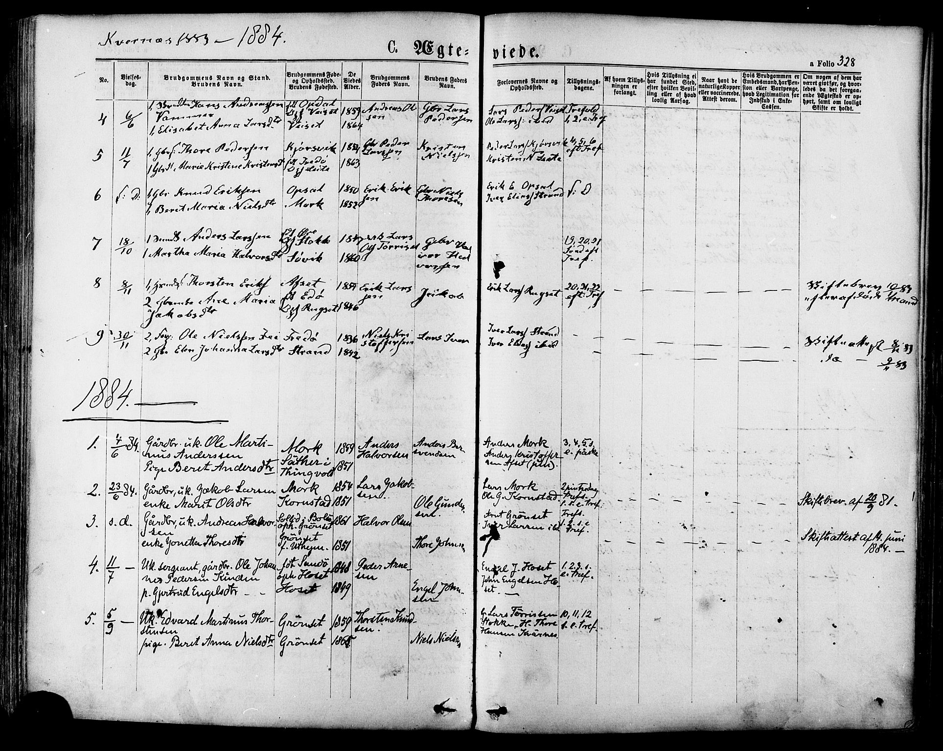 Ministerialprotokoller, klokkerbøker og fødselsregistre - Møre og Romsdal, SAT/A-1454/568/L0805: Parish register (official) no. 568A12 /1, 1869-1884, p. 328
