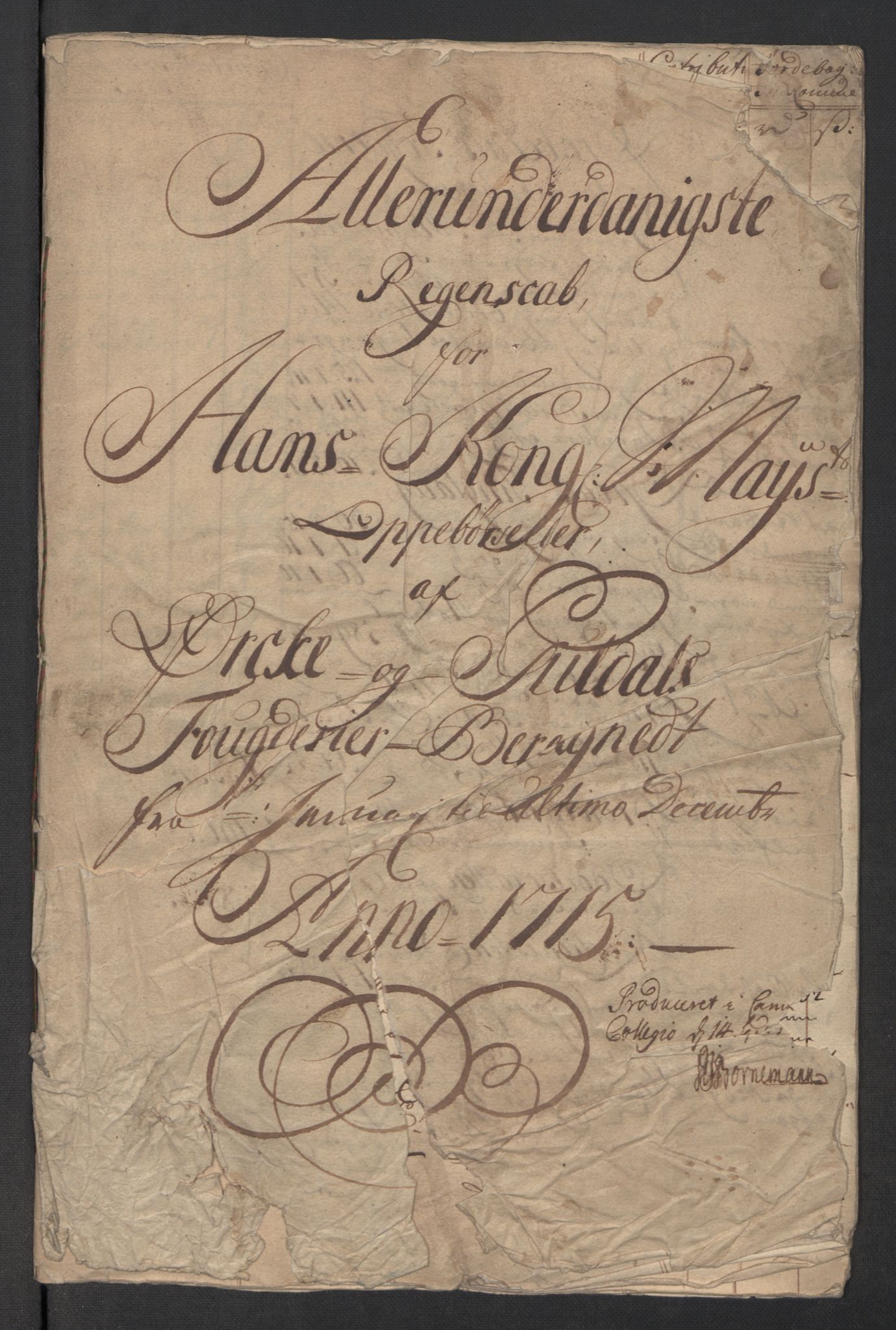 Rentekammeret inntil 1814, Reviderte regnskaper, Fogderegnskap, RA/EA-4092/R60/L3966: Fogderegnskap Orkdal og Gauldal, 1715, p. 4