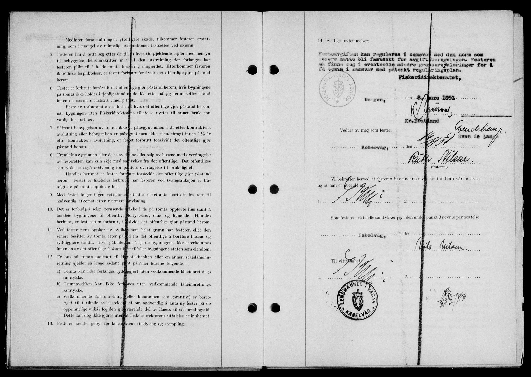 Lofoten sorenskriveri, SAT/A-0017/1/2/2C/L0025a: Mortgage book no. 25a, 1950-1951, Diary no: : 881/1951