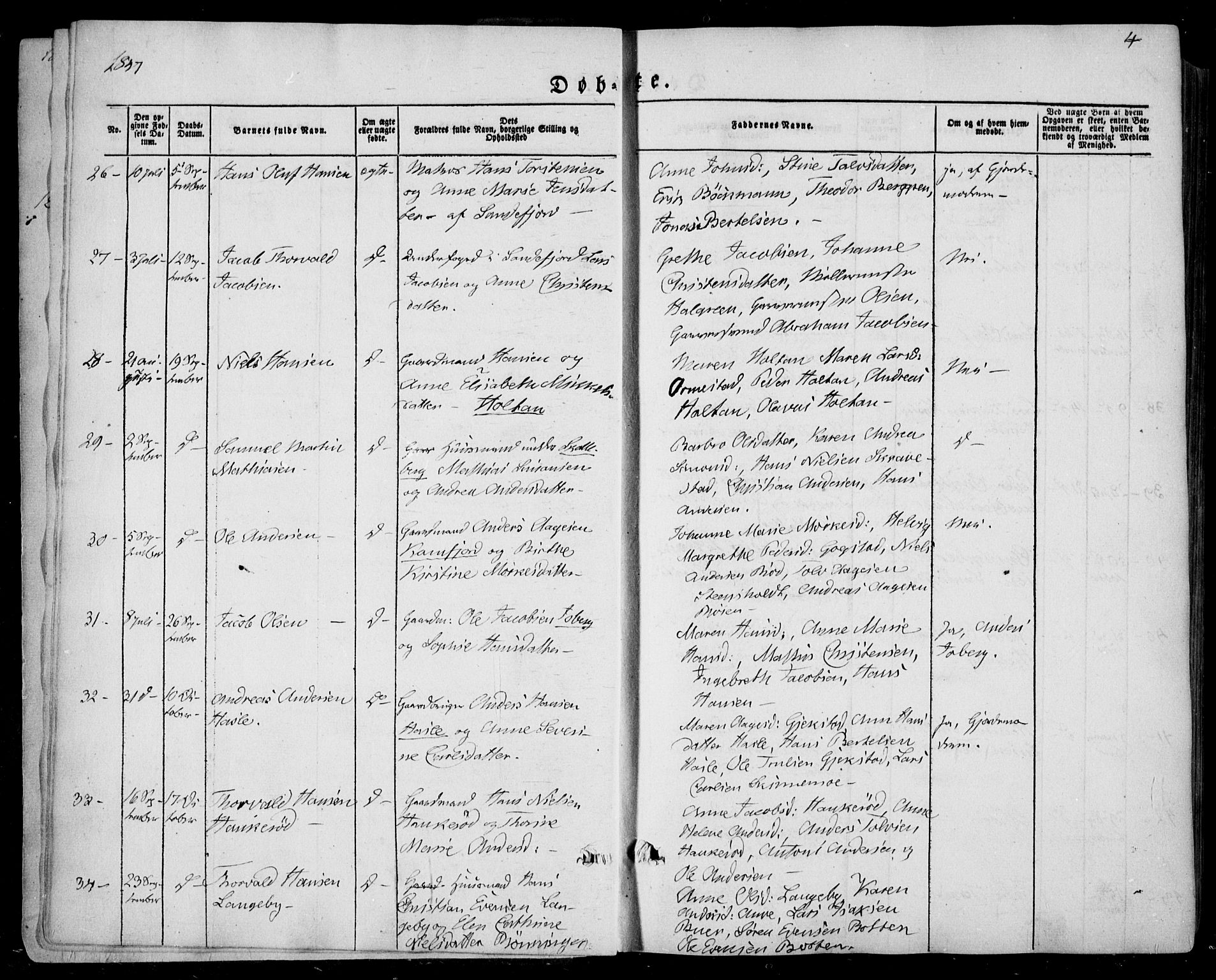 Sandar kirkebøker, SAKO/A-243/F/Fa/L0006: Parish register (official) no. 6, 1847-1860, p. 4
