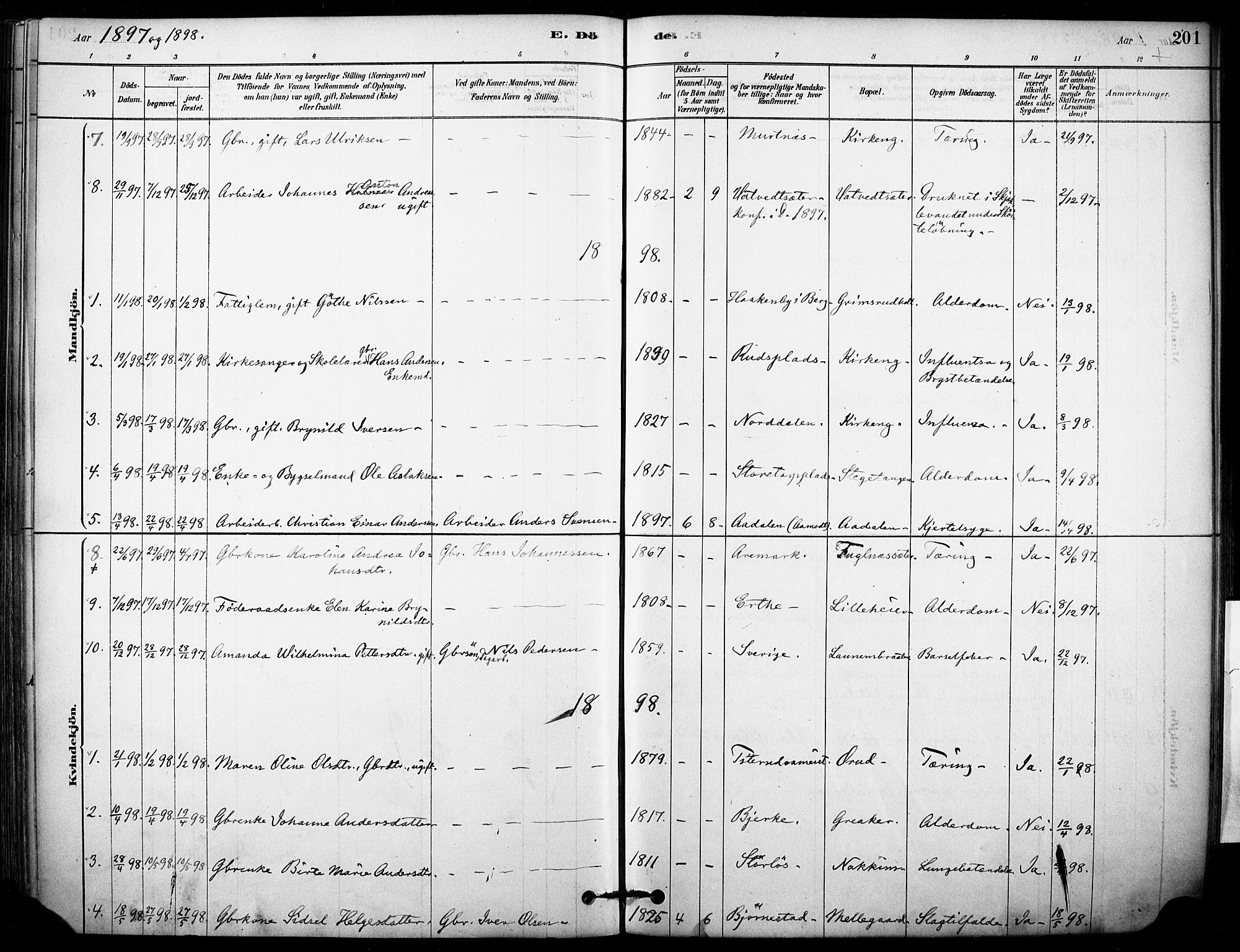 Rakkestad prestekontor Kirkebøker, AV/SAO-A-2008/F/Fb/L0001: Parish register (official) no. II 1, 1878-1899, p. 201