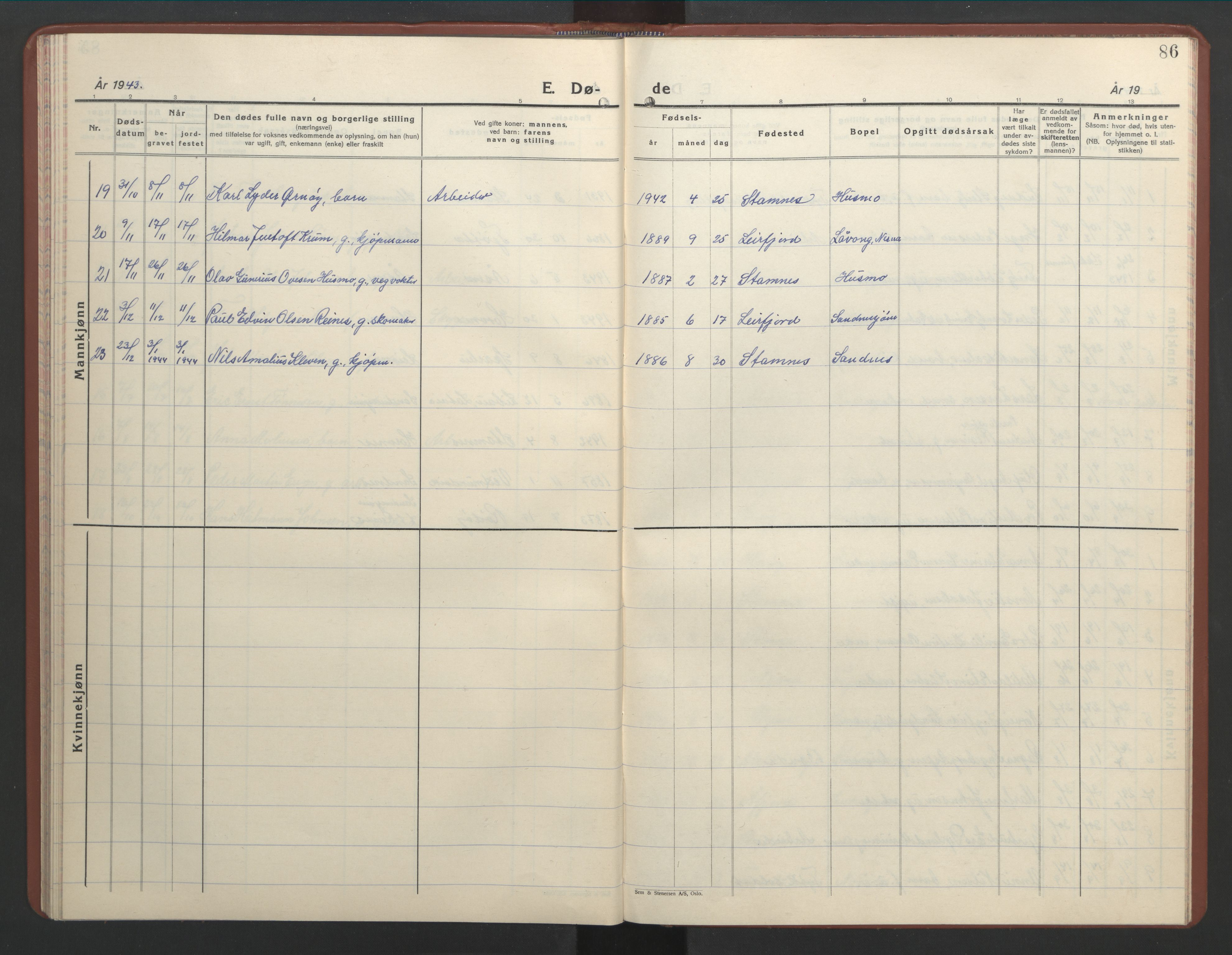Ministerialprotokoller, klokkerbøker og fødselsregistre - Nordland, AV/SAT-A-1459/831/L0481: Parish register (copy) no. 831C08, 1935-1948, p. 86