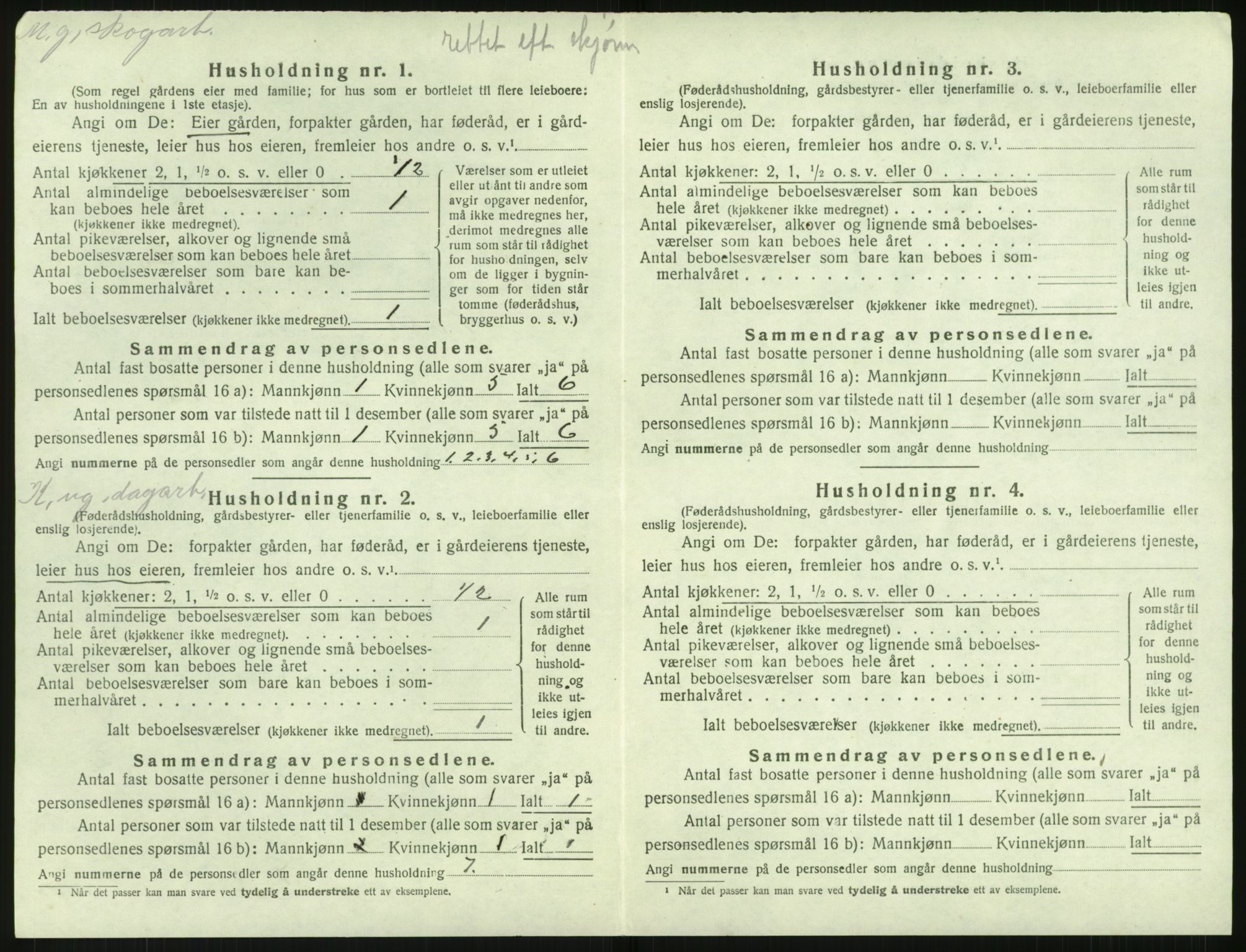 SAK, 1920 census for Holt, 1920, p. 1151