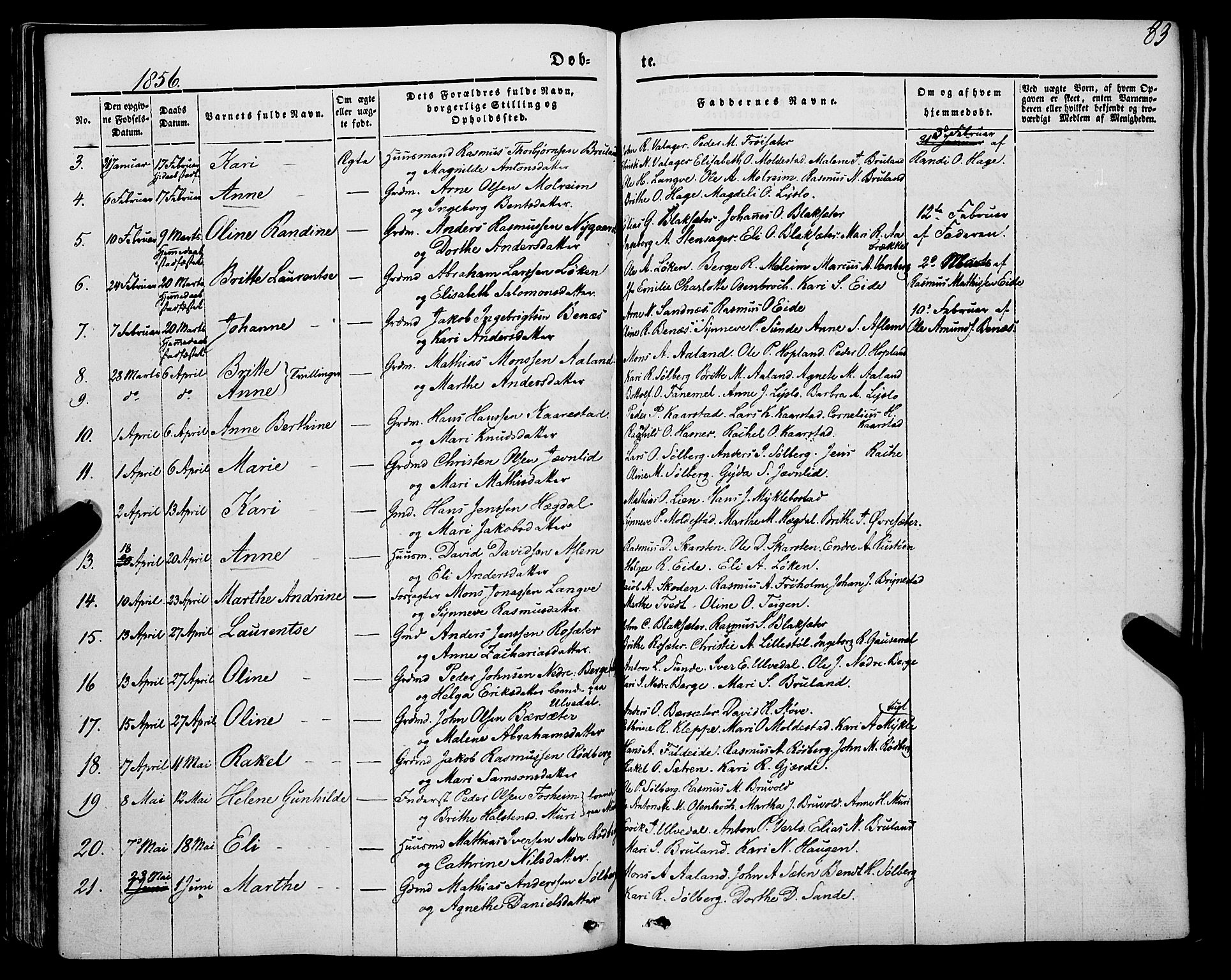 Innvik sokneprestembete, AV/SAB-A-80501: Parish register (official) no. A 5, 1847-1865, p. 83