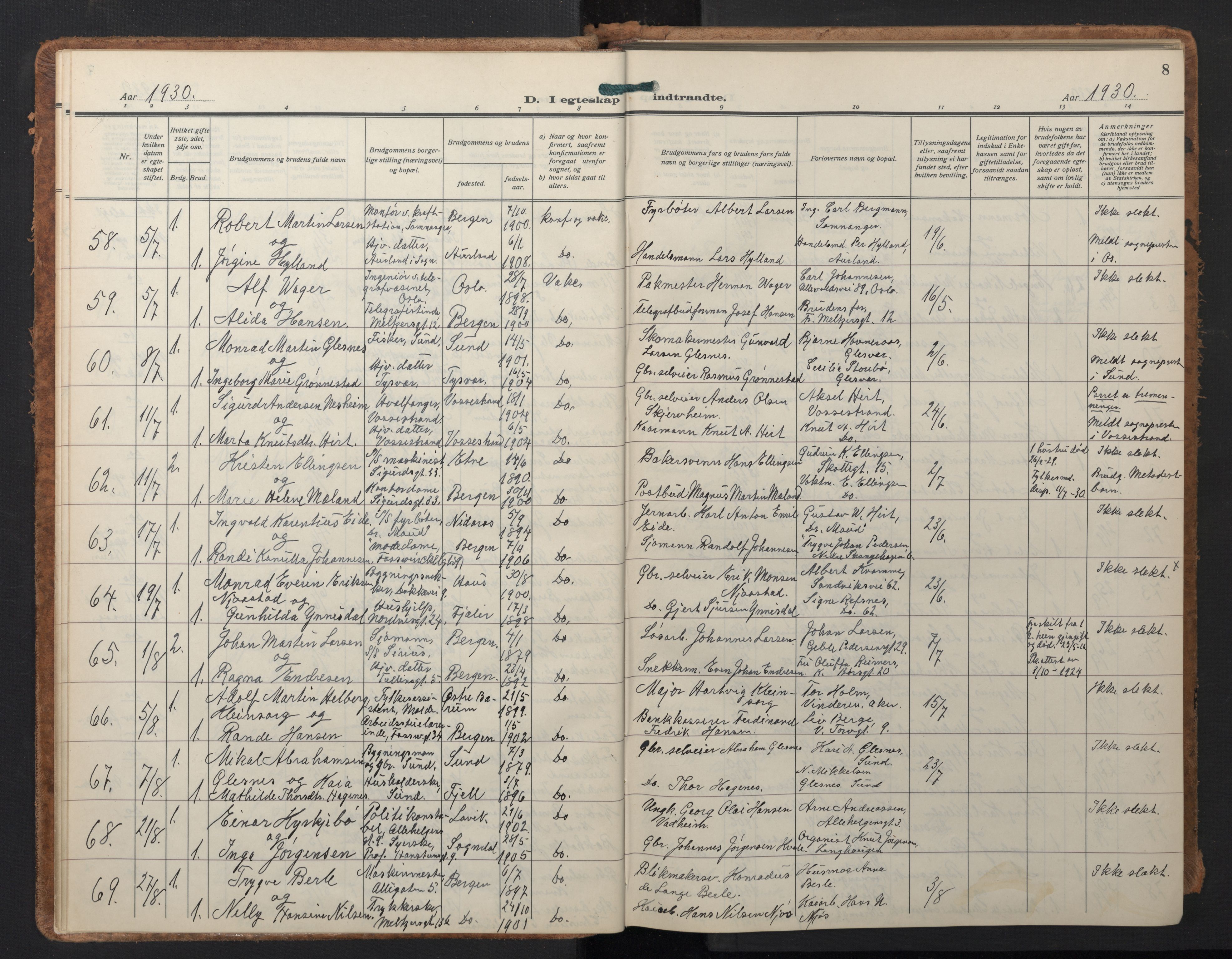 Johanneskirken sokneprestembete, AV/SAB-A-76001/H/Hab: Parish register (copy) no. C 3, 1929-1949, p. 7b-8a