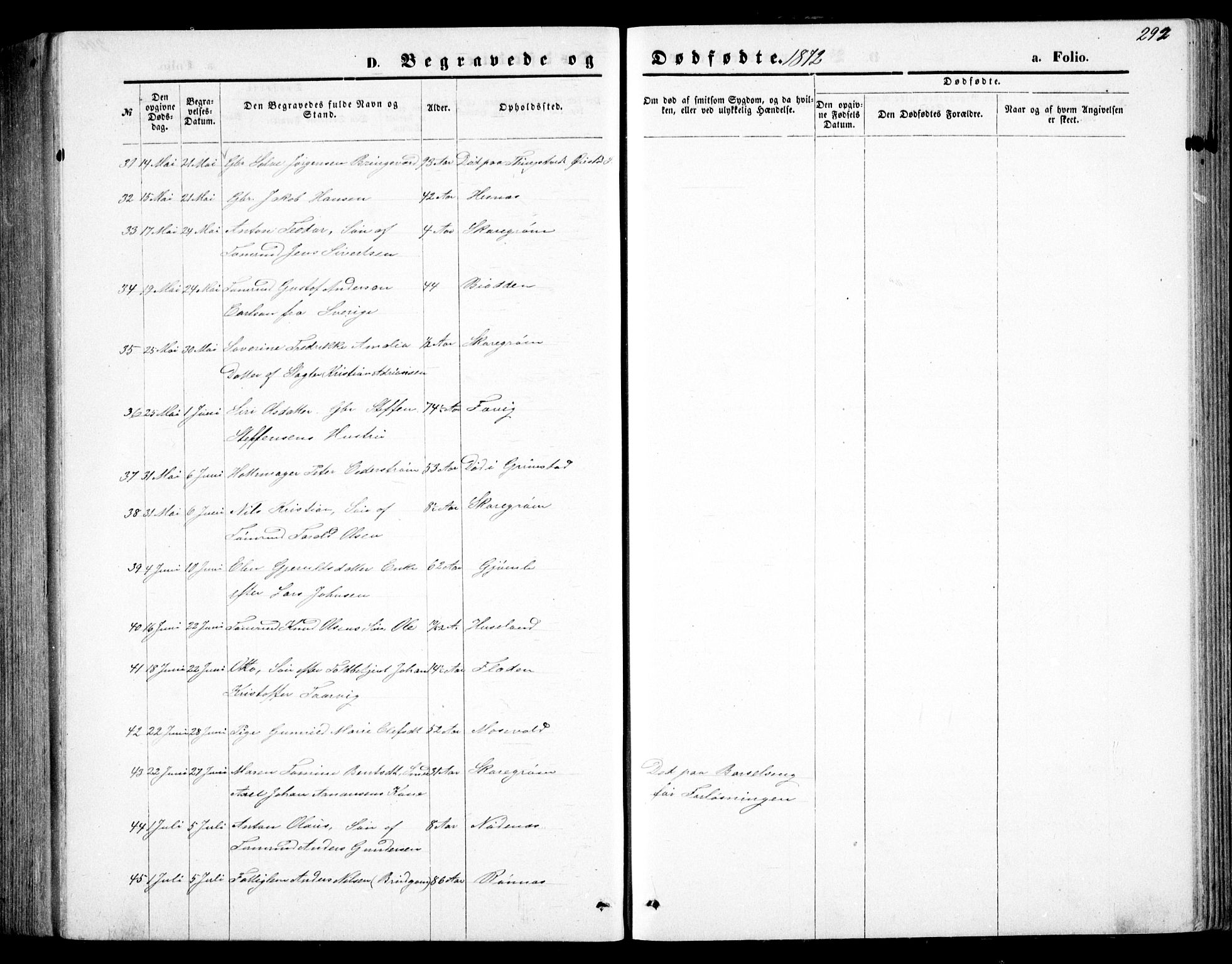 Fjære sokneprestkontor, AV/SAK-1111-0011/F/Fb/L0010: Parish register (copy) no. B 10, 1871-1880, p. 292