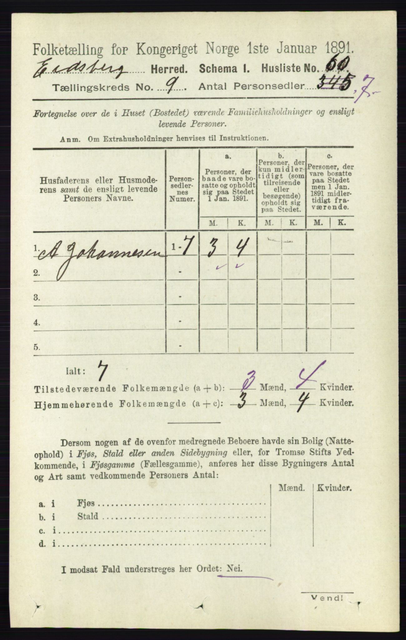 RA, 1891 census for 0125 Eidsberg, 1891, p. 5157