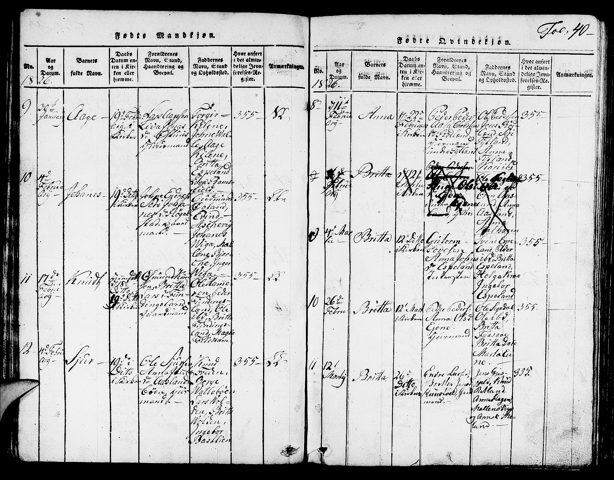 Hjelmeland sokneprestkontor, AV/SAST-A-101843/01/V/L0001: Parish register (copy) no. B 1, 1816-1841, p. 40