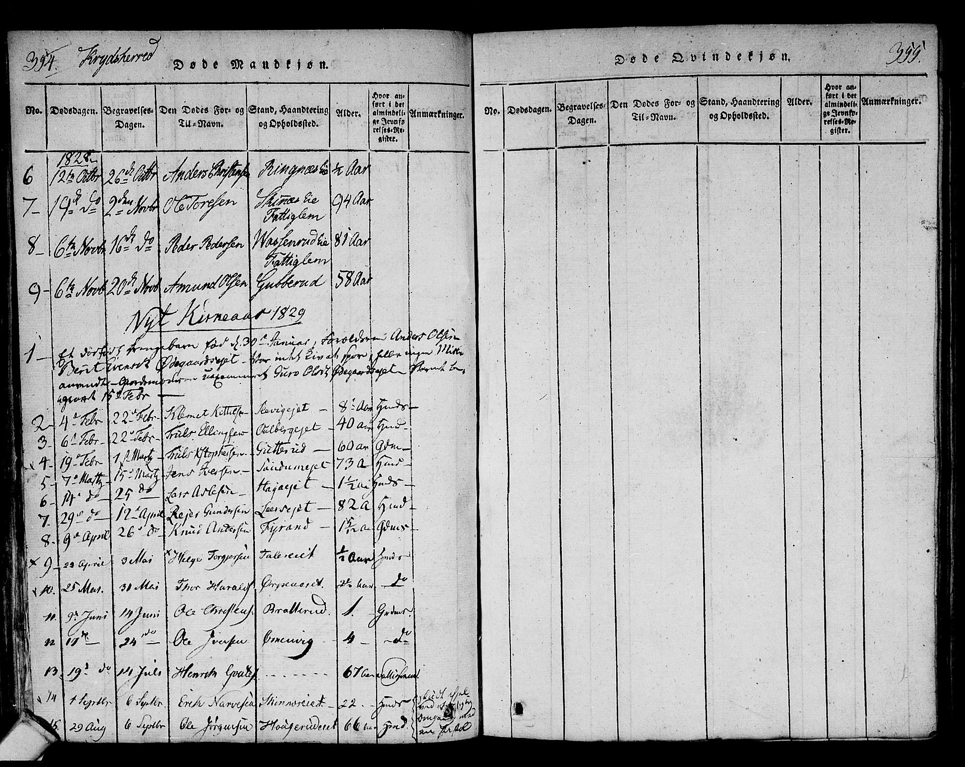 Sigdal kirkebøker, AV/SAKO-A-245/F/Fa/L0005: Parish register (official) no. I 5 /3, 1815-1829, p. 354-355