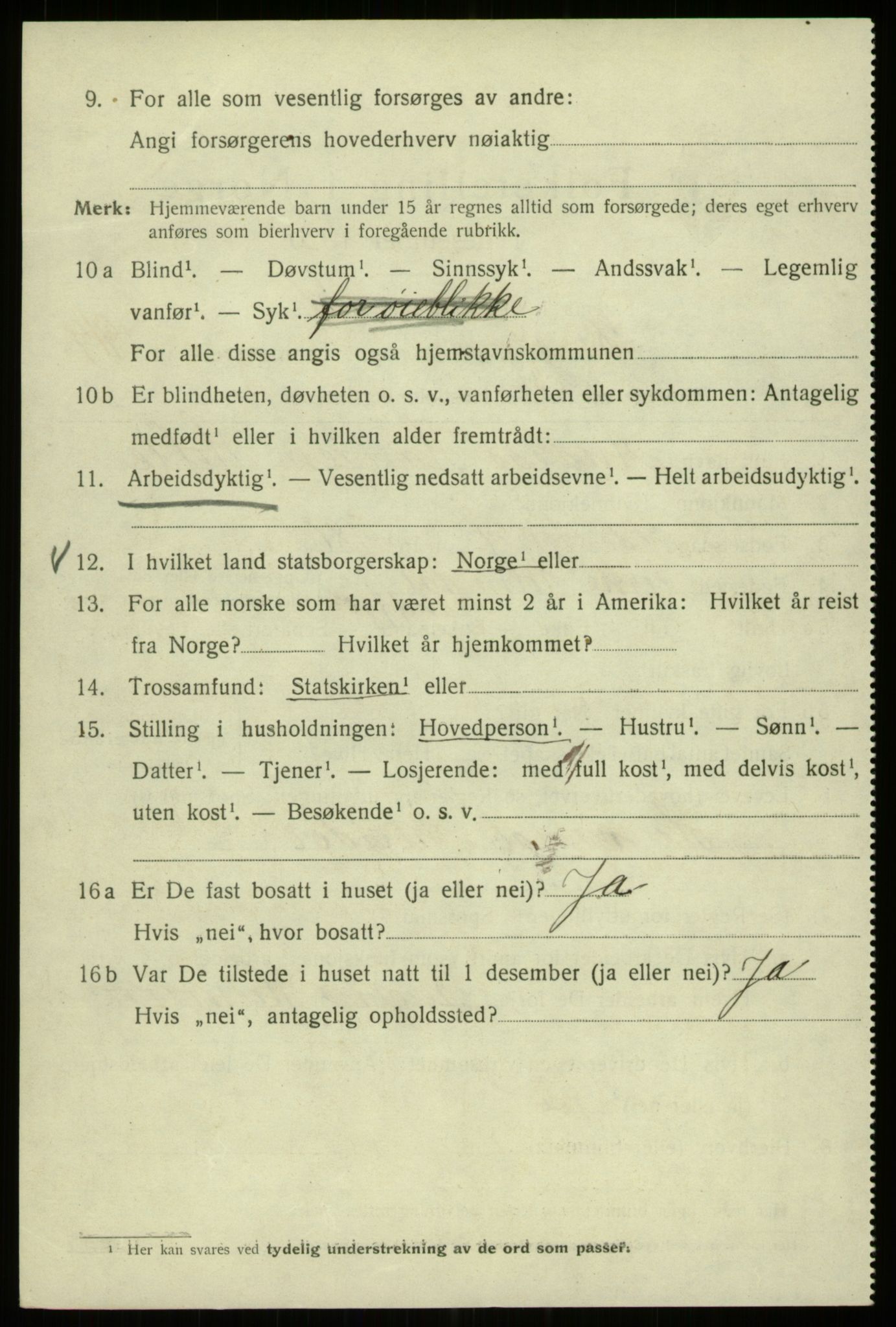 SAB, 1920 census for Bergen, 1920, p. 112836