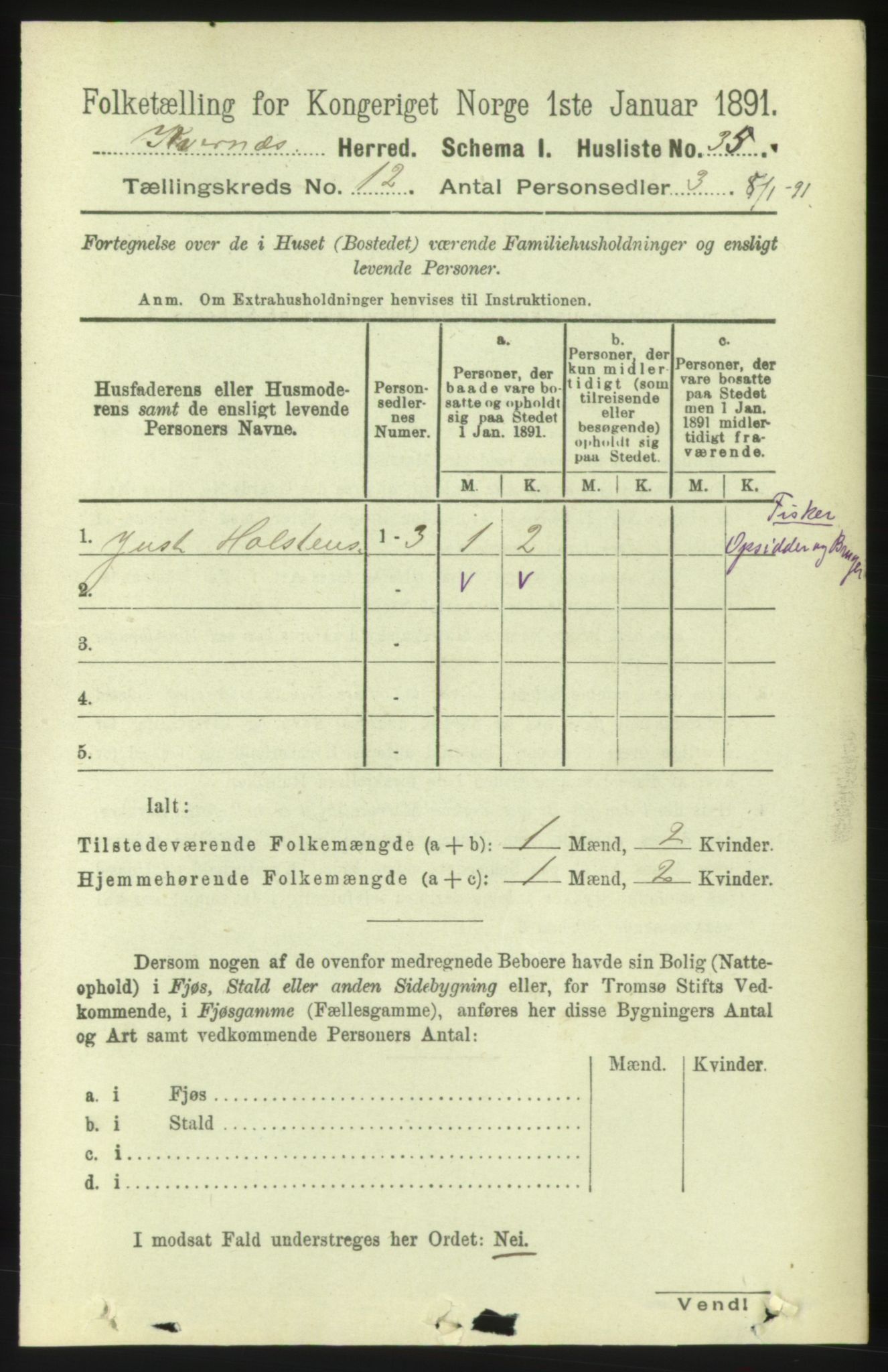 RA, 1891 census for 1553 Kvernes, 1891, p. 5198