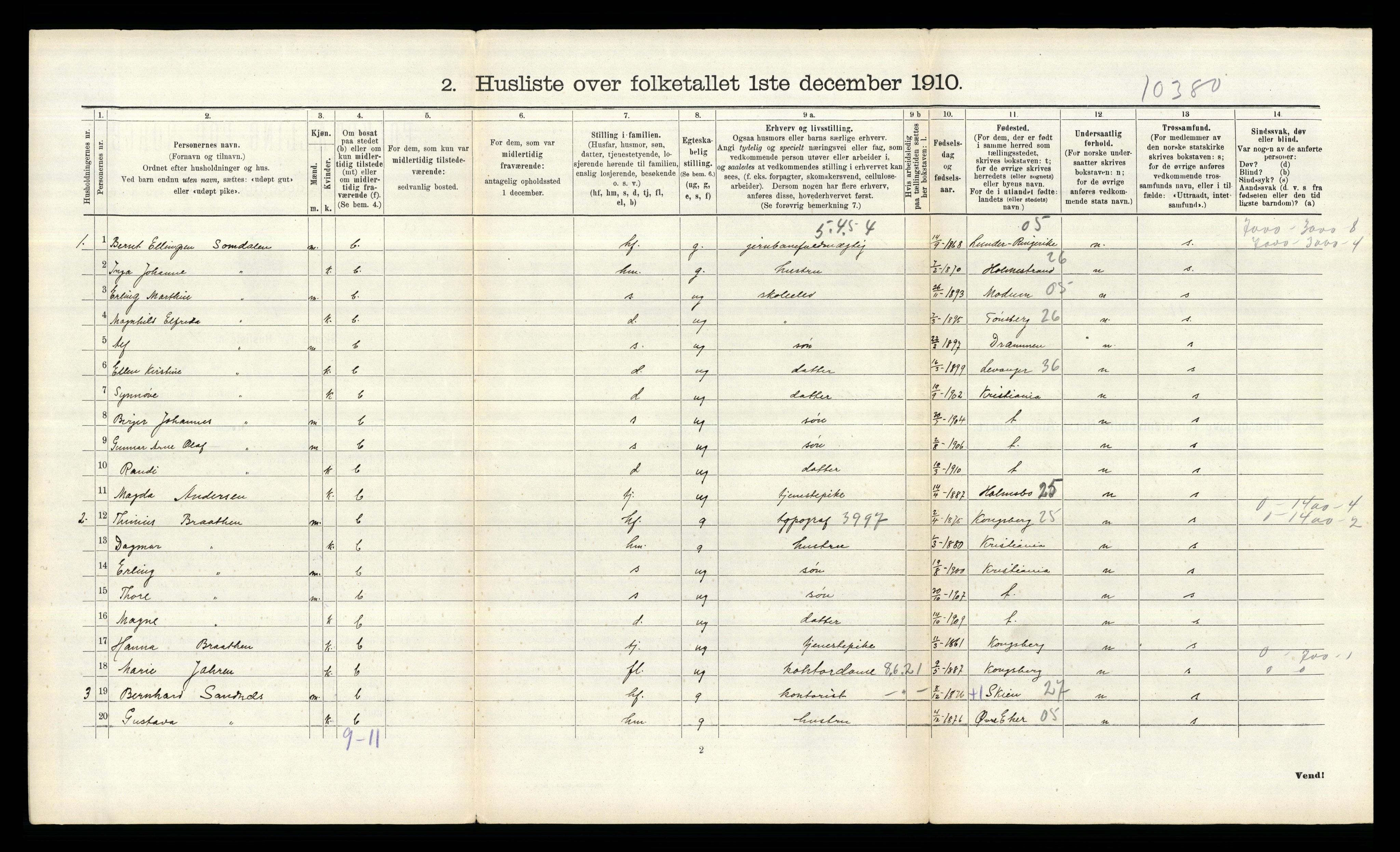 RA, 1910 census for Bærum, 1910, p. 2544