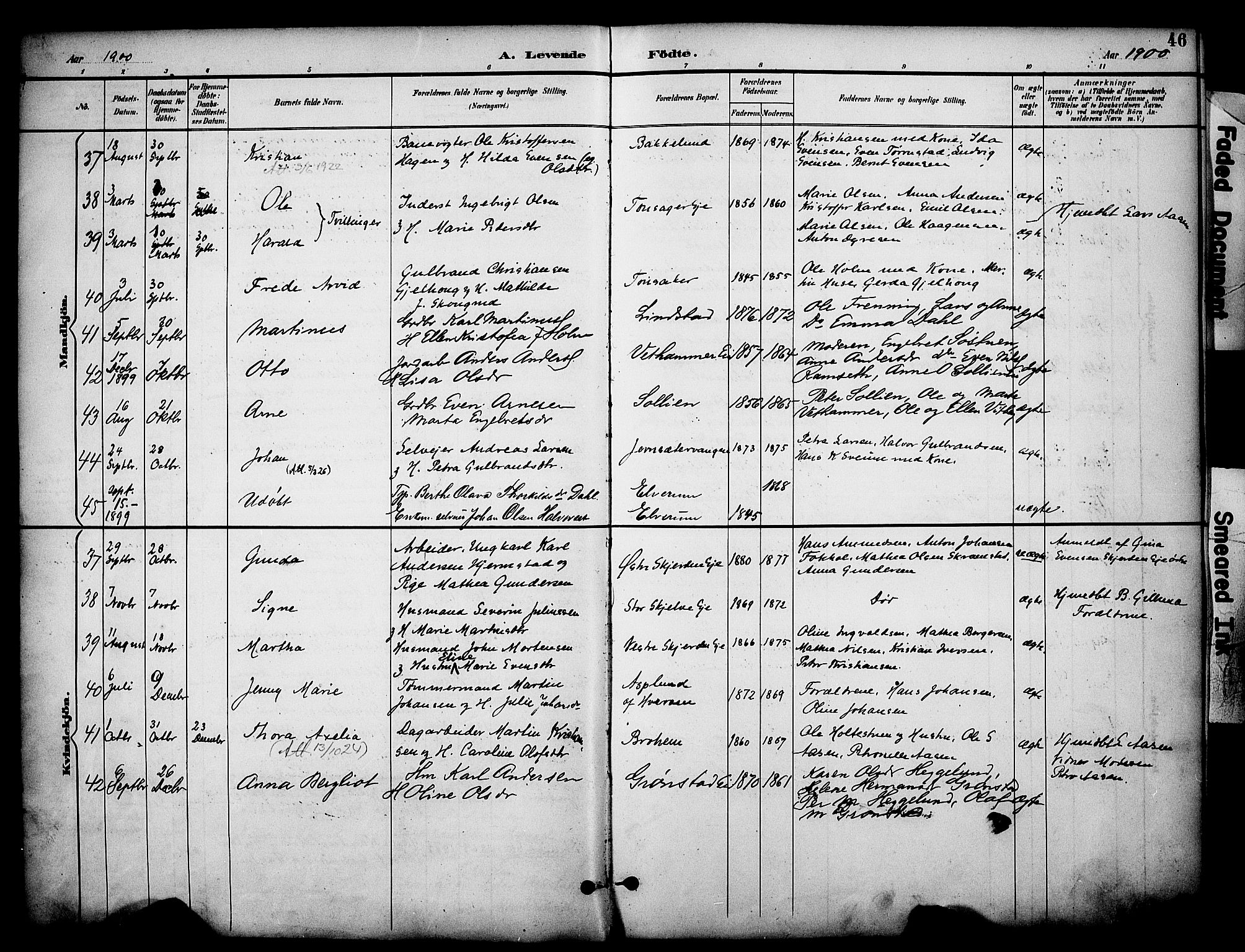 Stange prestekontor, AV/SAH-PREST-002/K/L0020: Parish register (official) no. 20, 1894-1905, p. 46