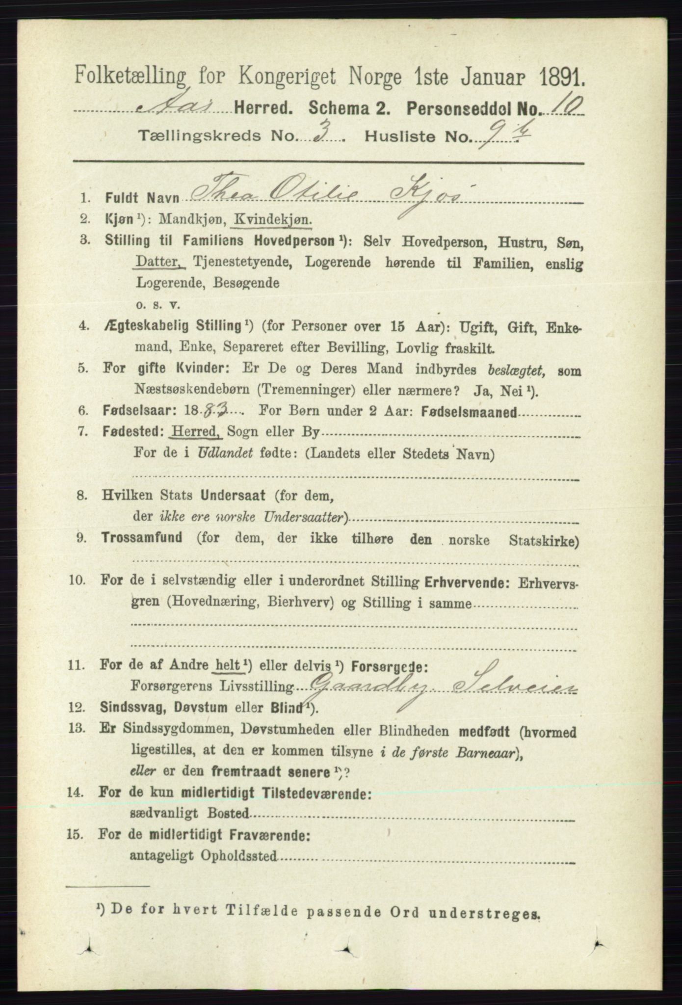 RA, 1891 census for 0214 Ås, 1891, p. 2795