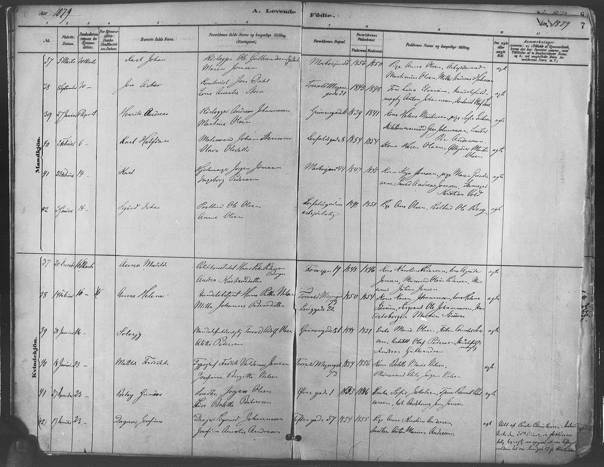 Paulus prestekontor Kirkebøker, AV/SAO-A-10871/F/Fa/L0003: Parish register (official) no. 3, 1879-1887, p. 7