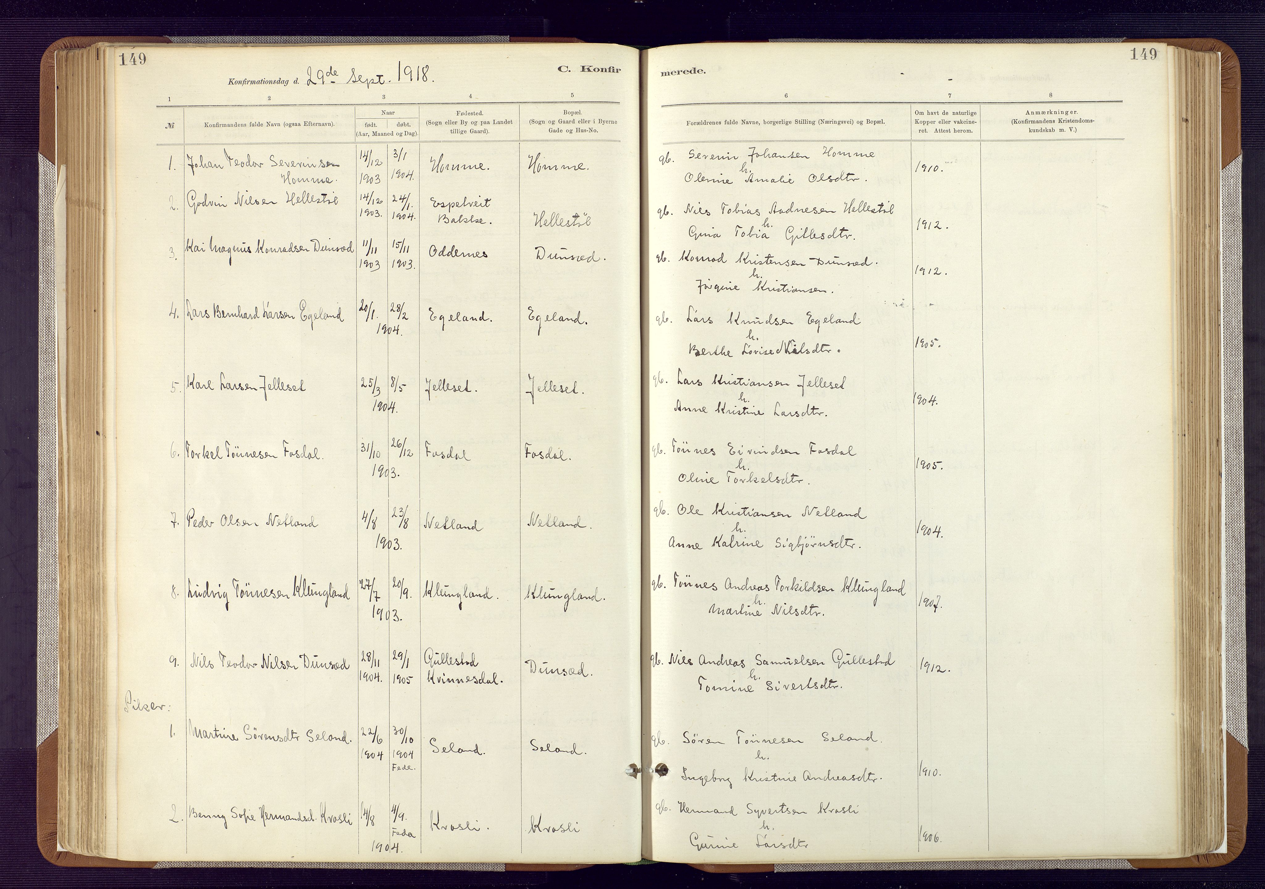 Bakke sokneprestkontor, SAK/1111-0002/F/Fa/Fab/L0003: Parish register (official) no. A 3, 1884-1921, p. 149