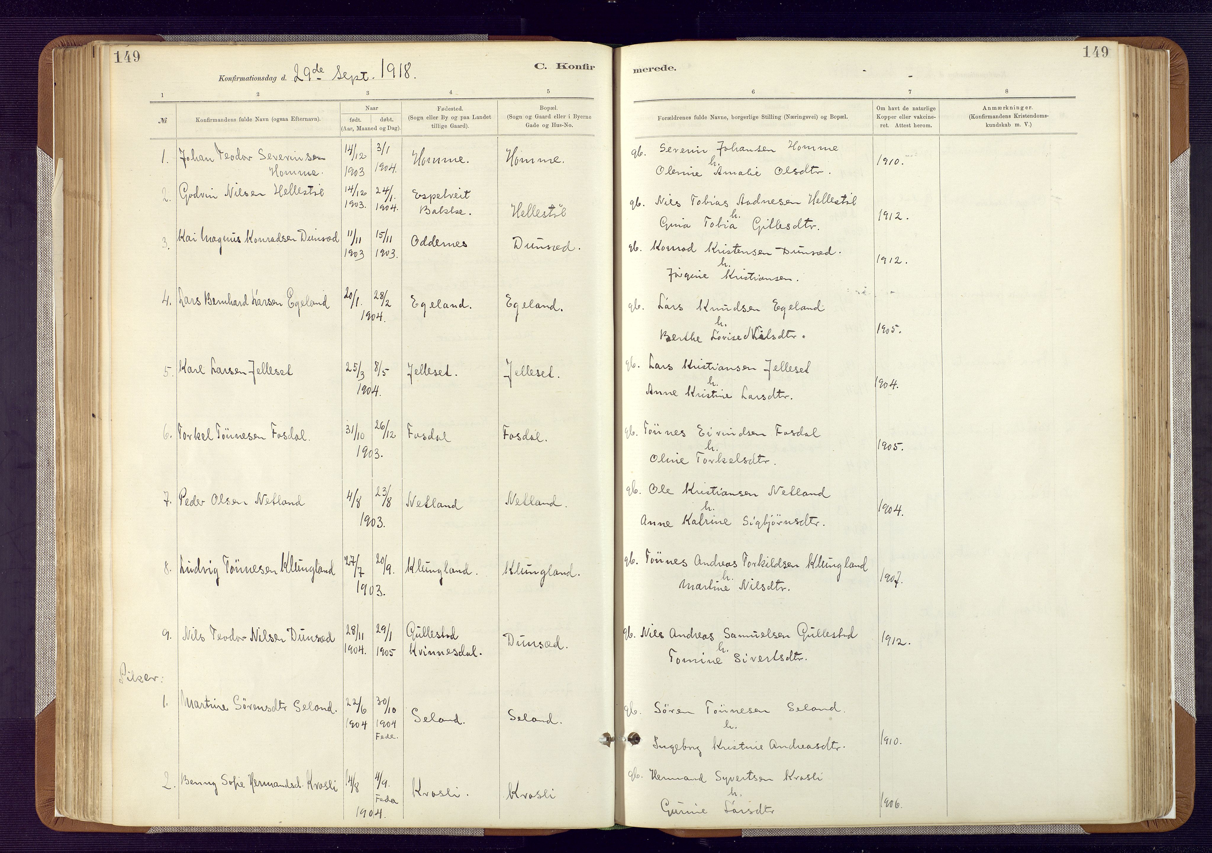 Bakke sokneprestkontor, AV/SAK-1111-0002/F/Fa/Fab/L0003: Parish register (official) no. A 3, 1884-1921, p. 149