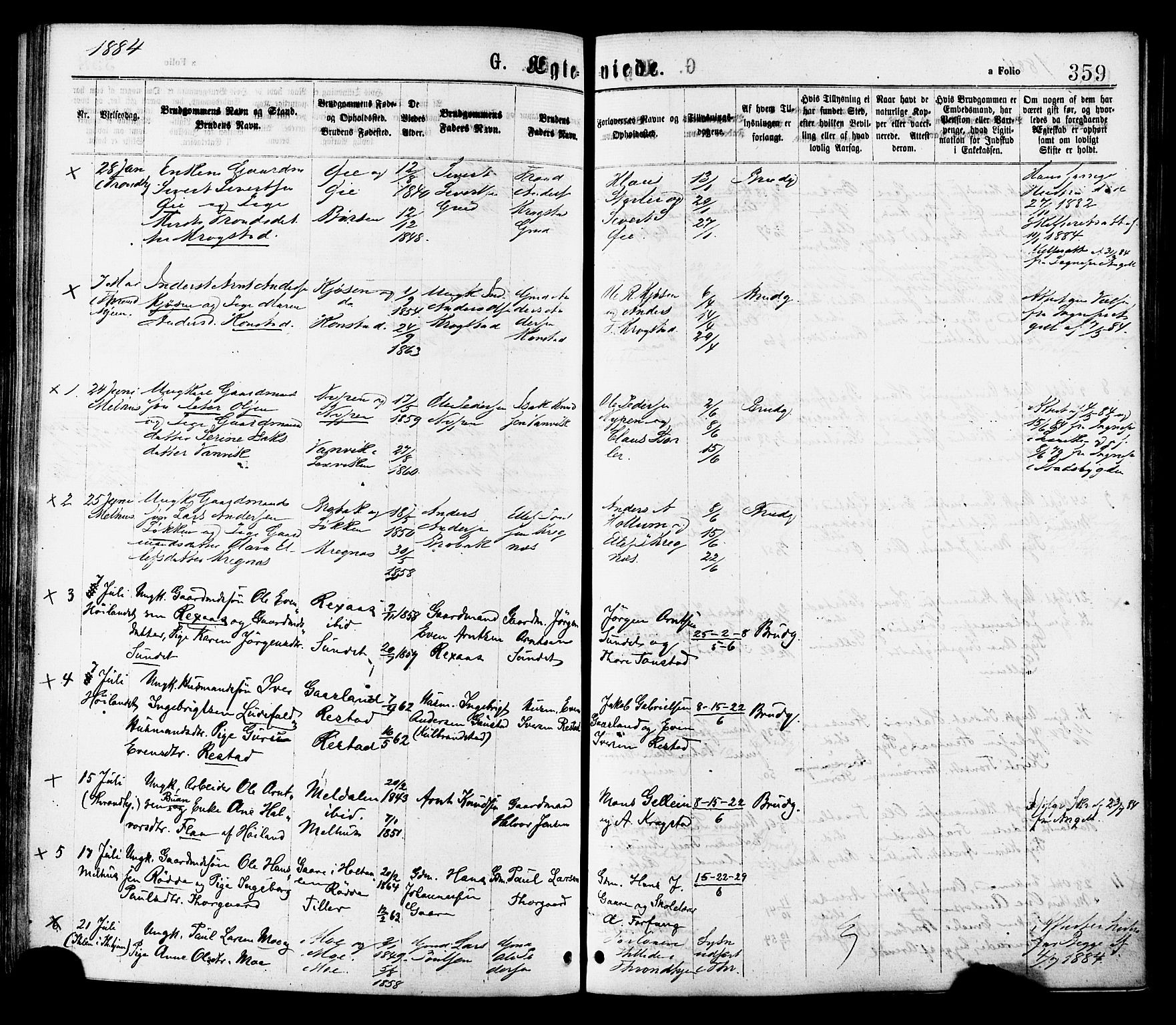 Ministerialprotokoller, klokkerbøker og fødselsregistre - Sør-Trøndelag, SAT/A-1456/691/L1079: Parish register (official) no. 691A11, 1873-1886, p. 359